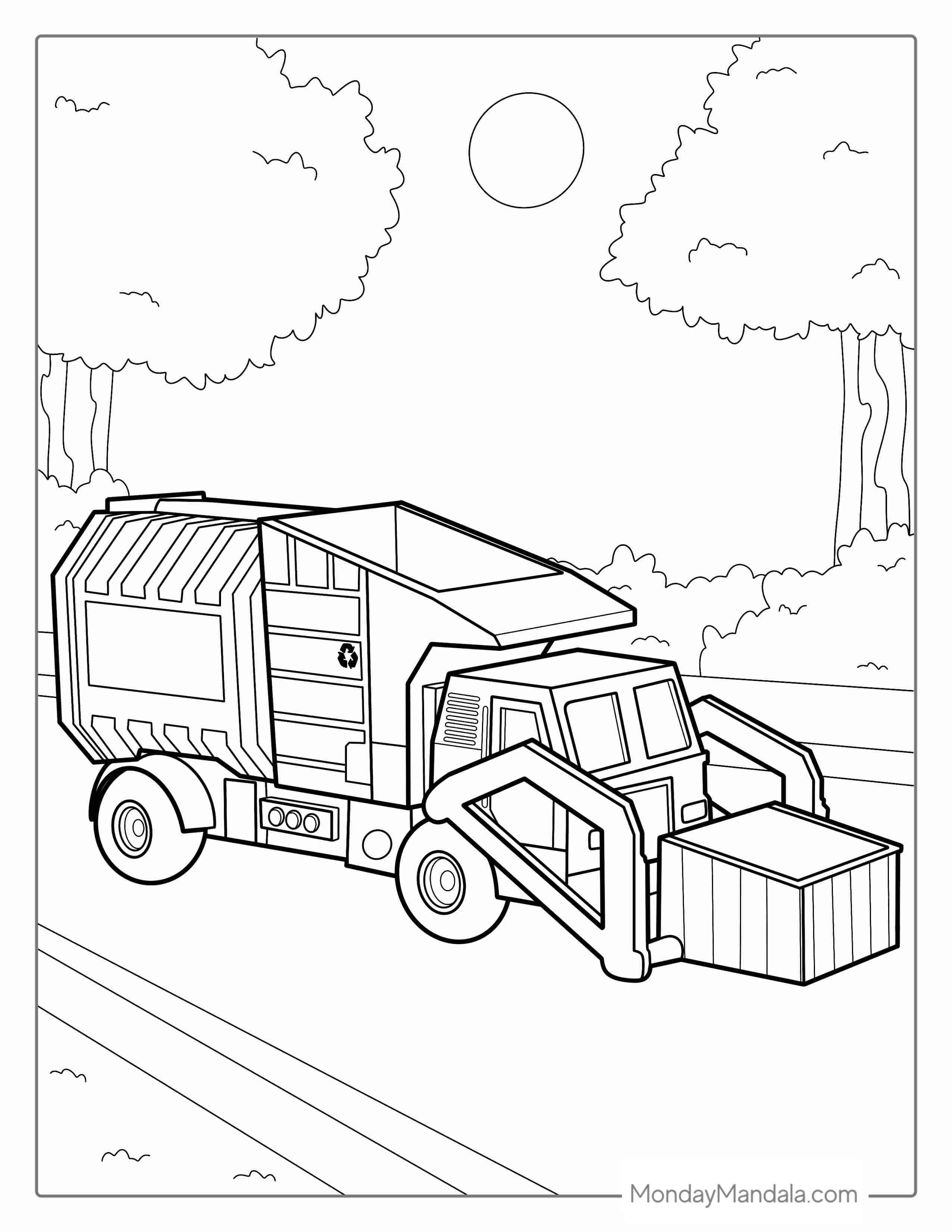 Front Loader Garbage Truck Coloring Sheet coloring page