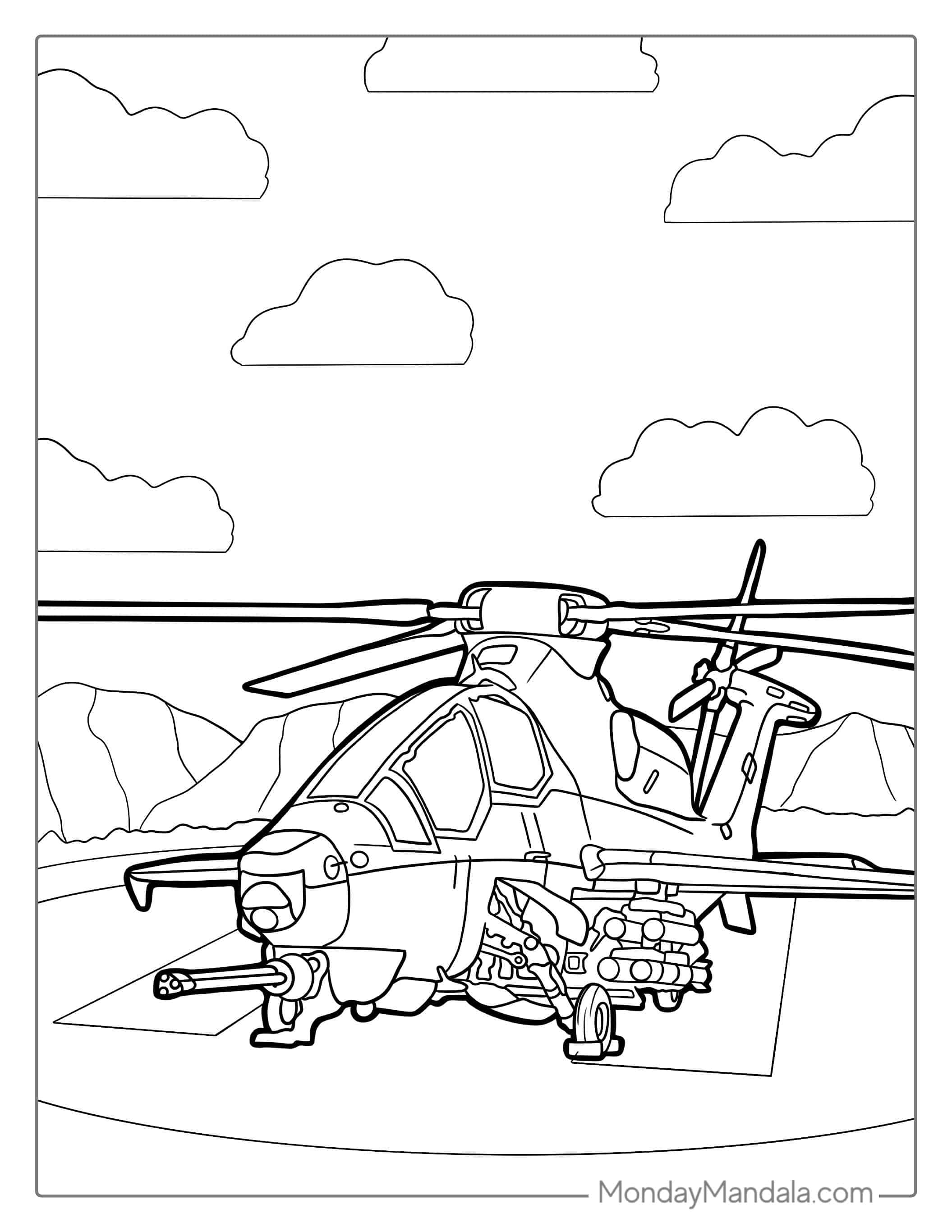 Apache Helicopter Coloring Page coloring page