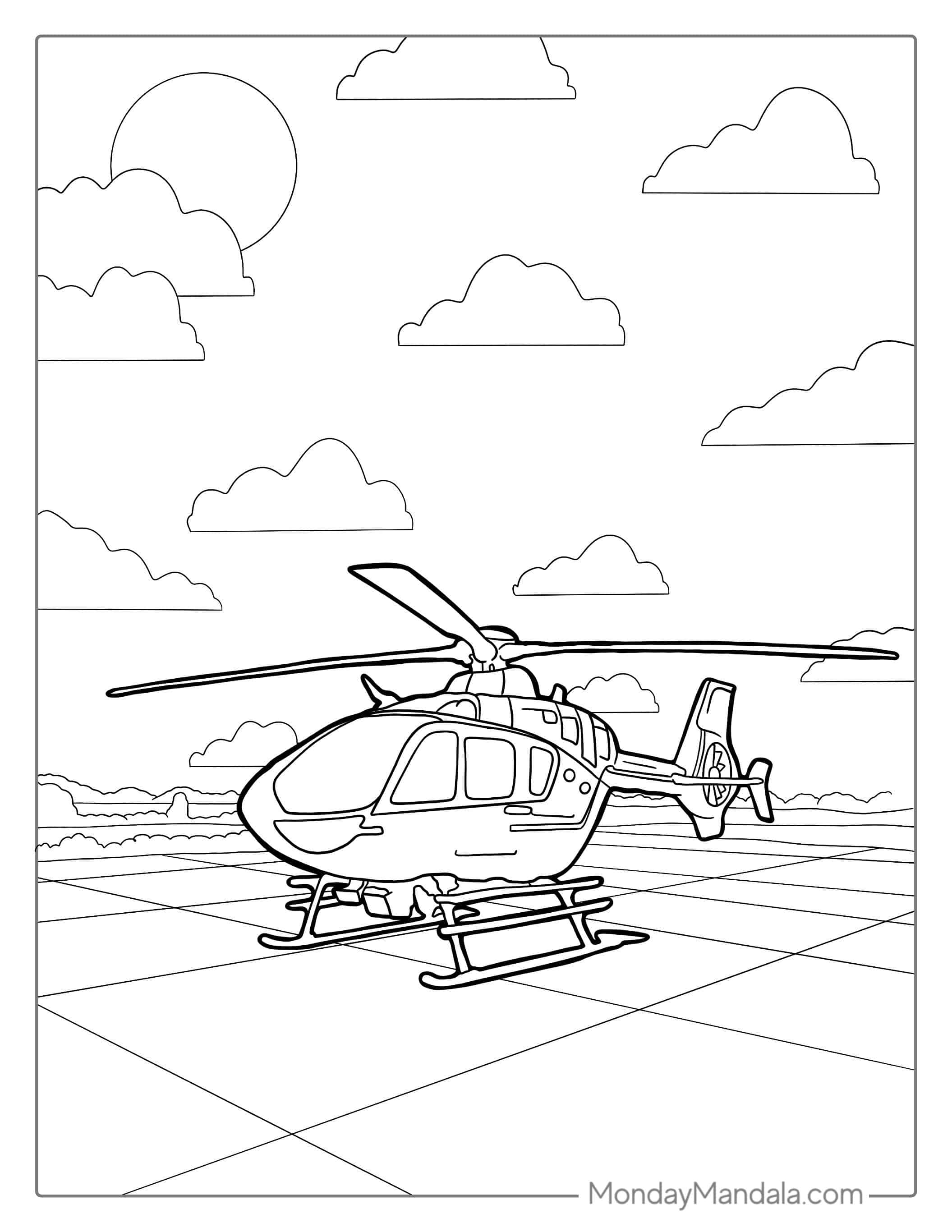 Bell 206 Helicopter Coloring Sheet coloring page