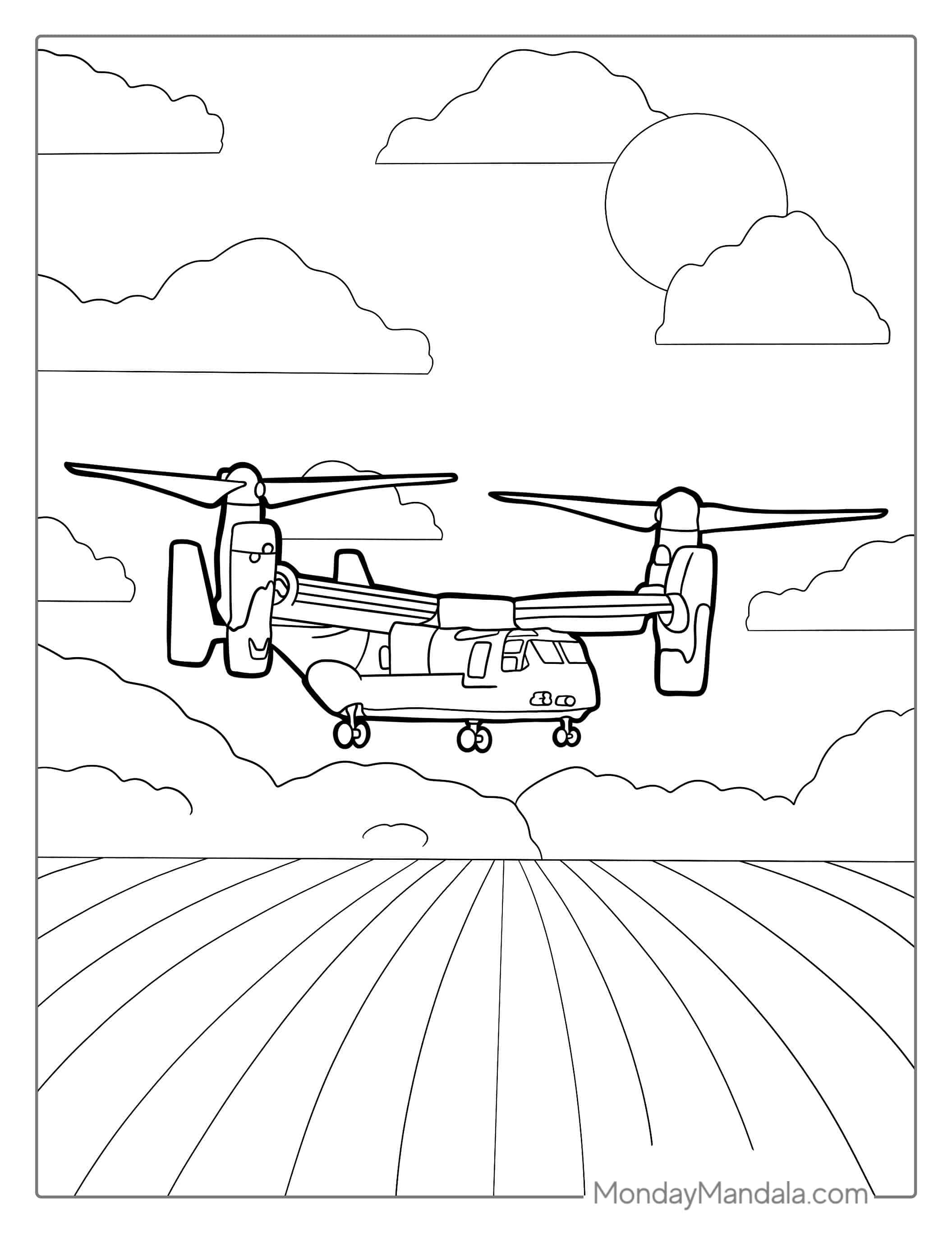 Boeing V-22 Helicopter Coloring Page coloring page