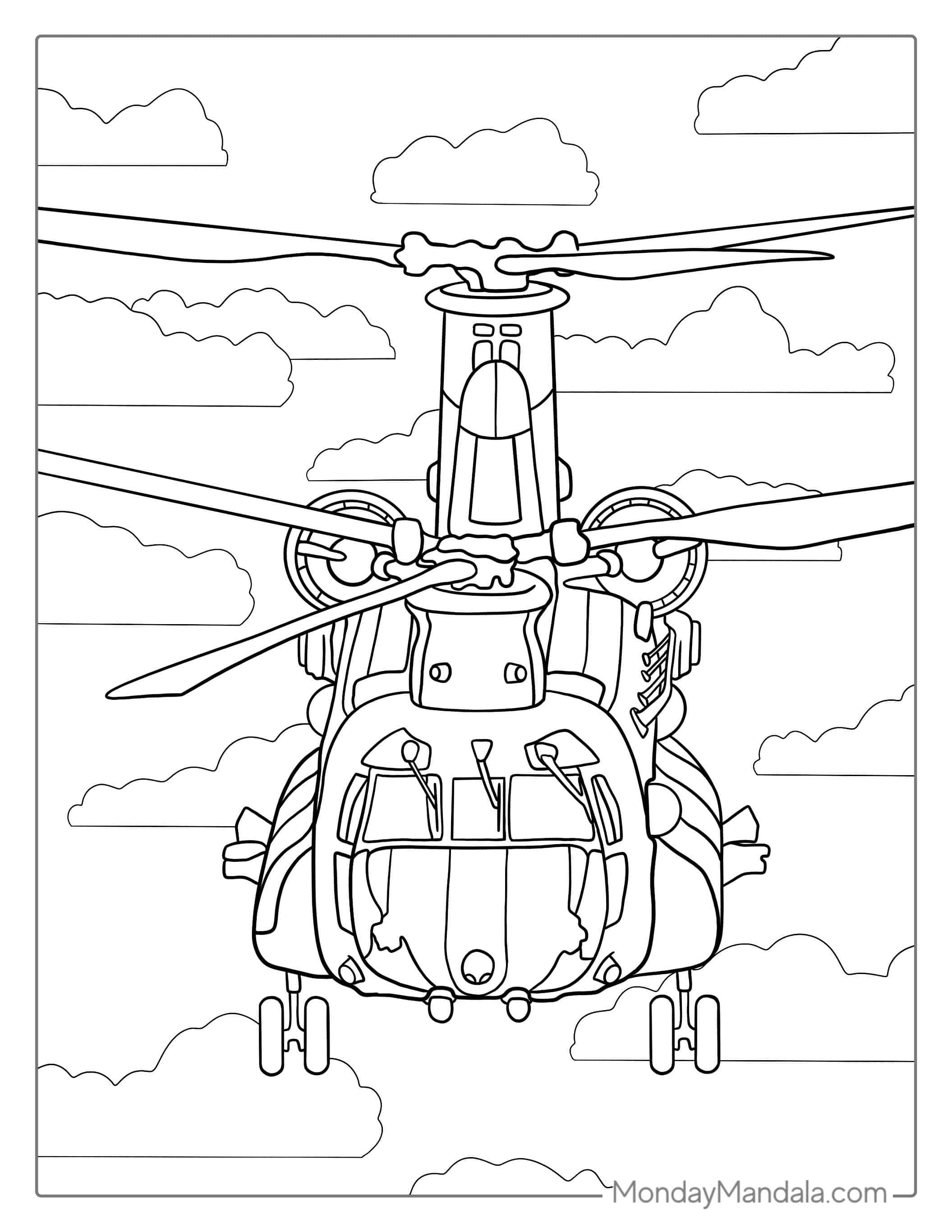 Chinook Helicopter Coloring Page For Kids coloring page