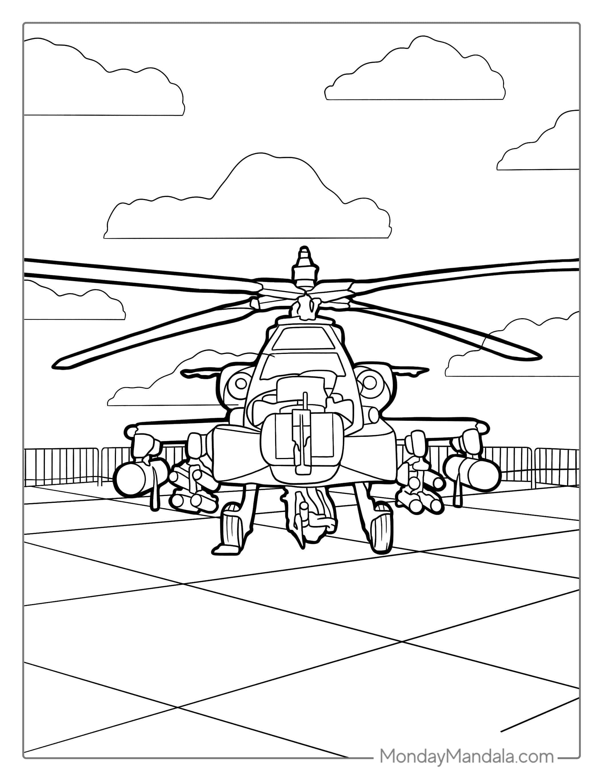 Coloring Sheet Of Apache Helicopter coloring page