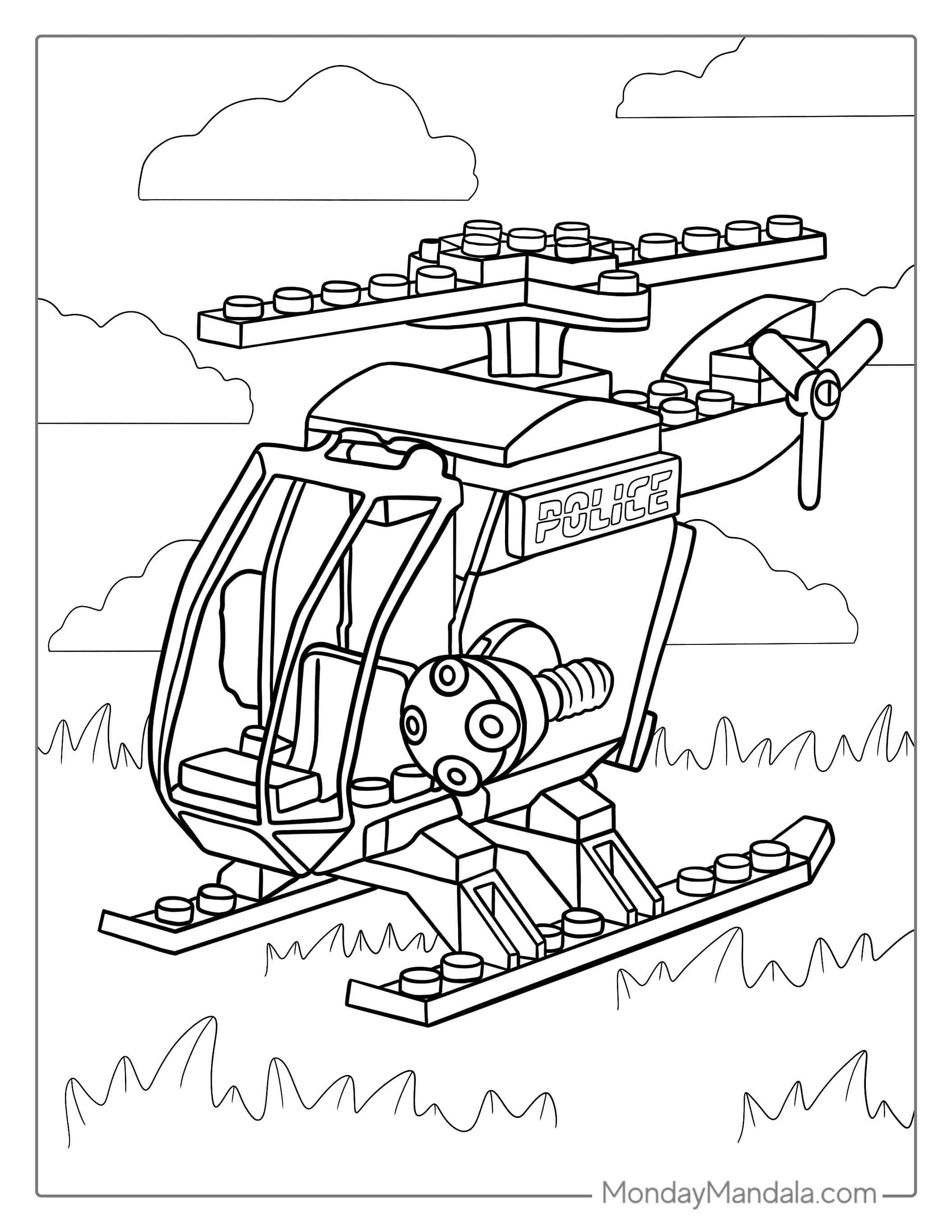 Coloring Sheet Of Lego Helicopter For Preschoolers coloring page