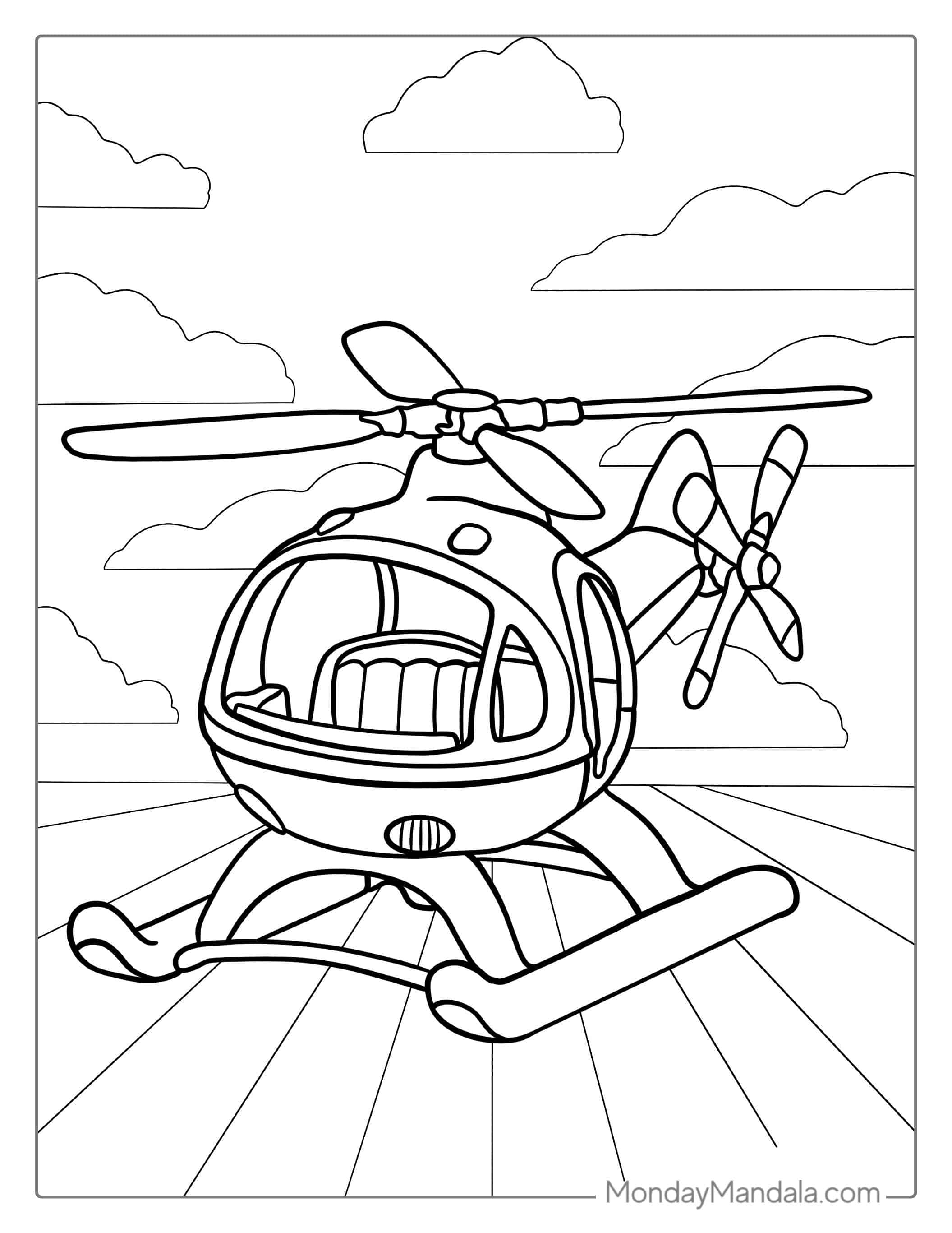 Easy Helicopter Coloring Sheet For Preschoolers coloring page