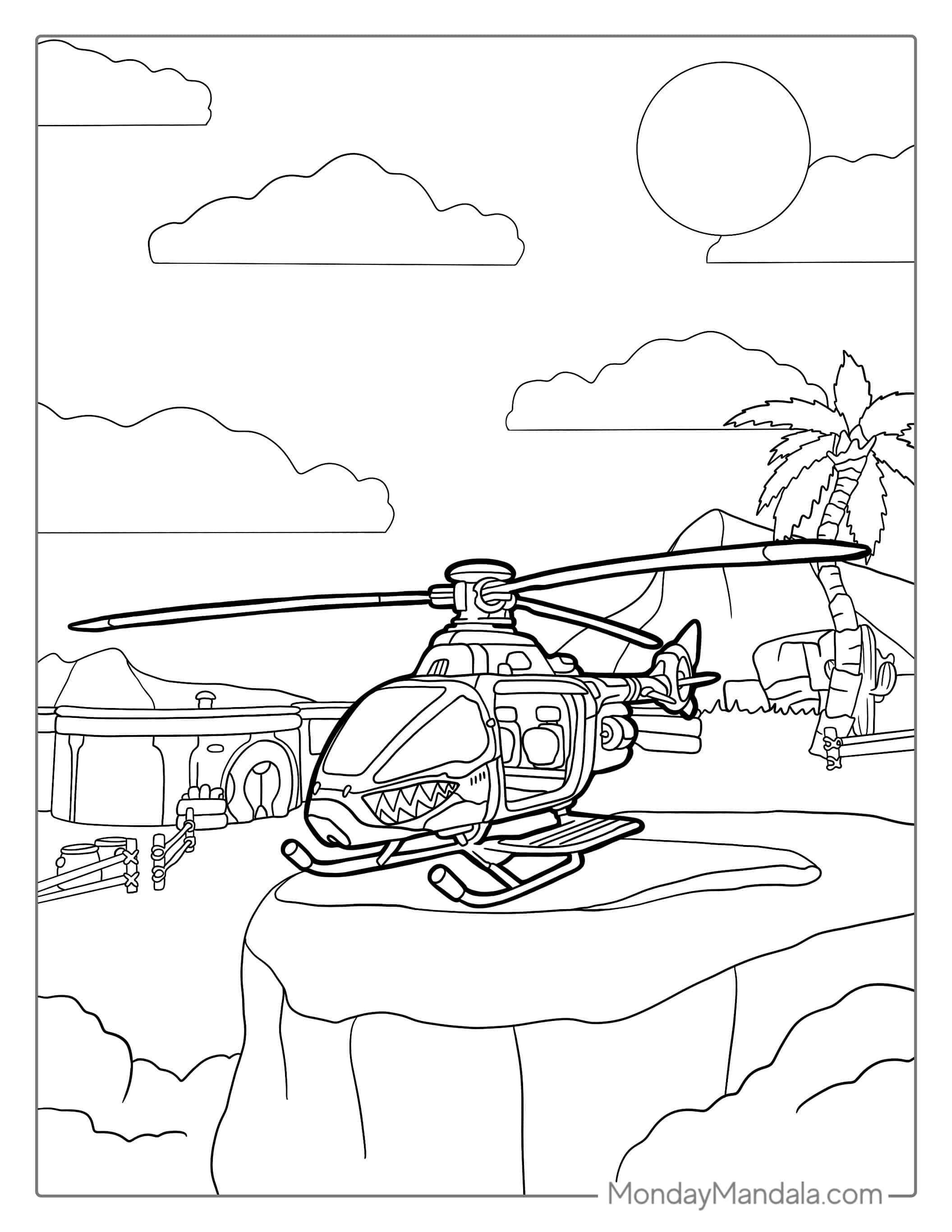 Fortnite Helicopter Coloring Page For Kids coloring page