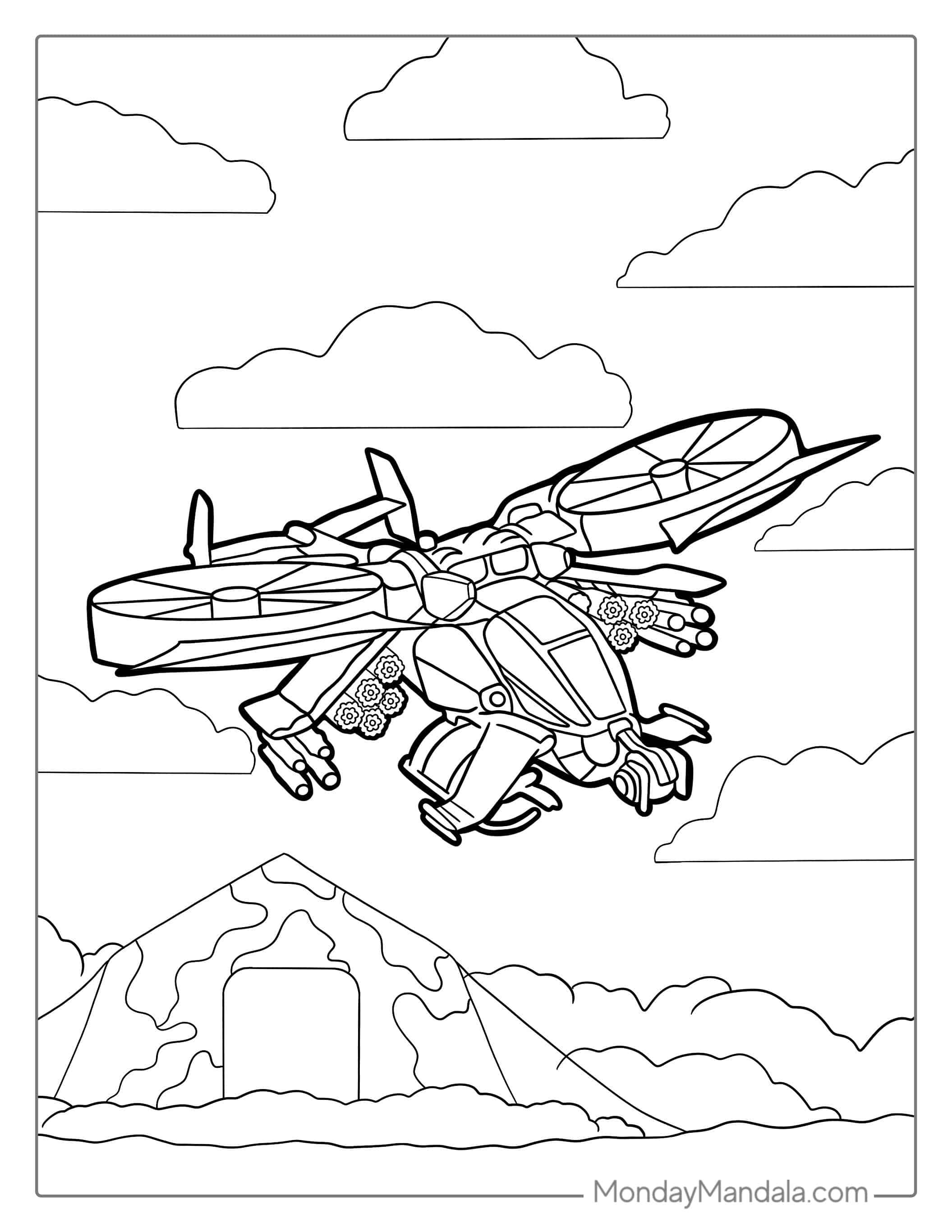 Futuristic Concept Helicopter Model To Color coloring page