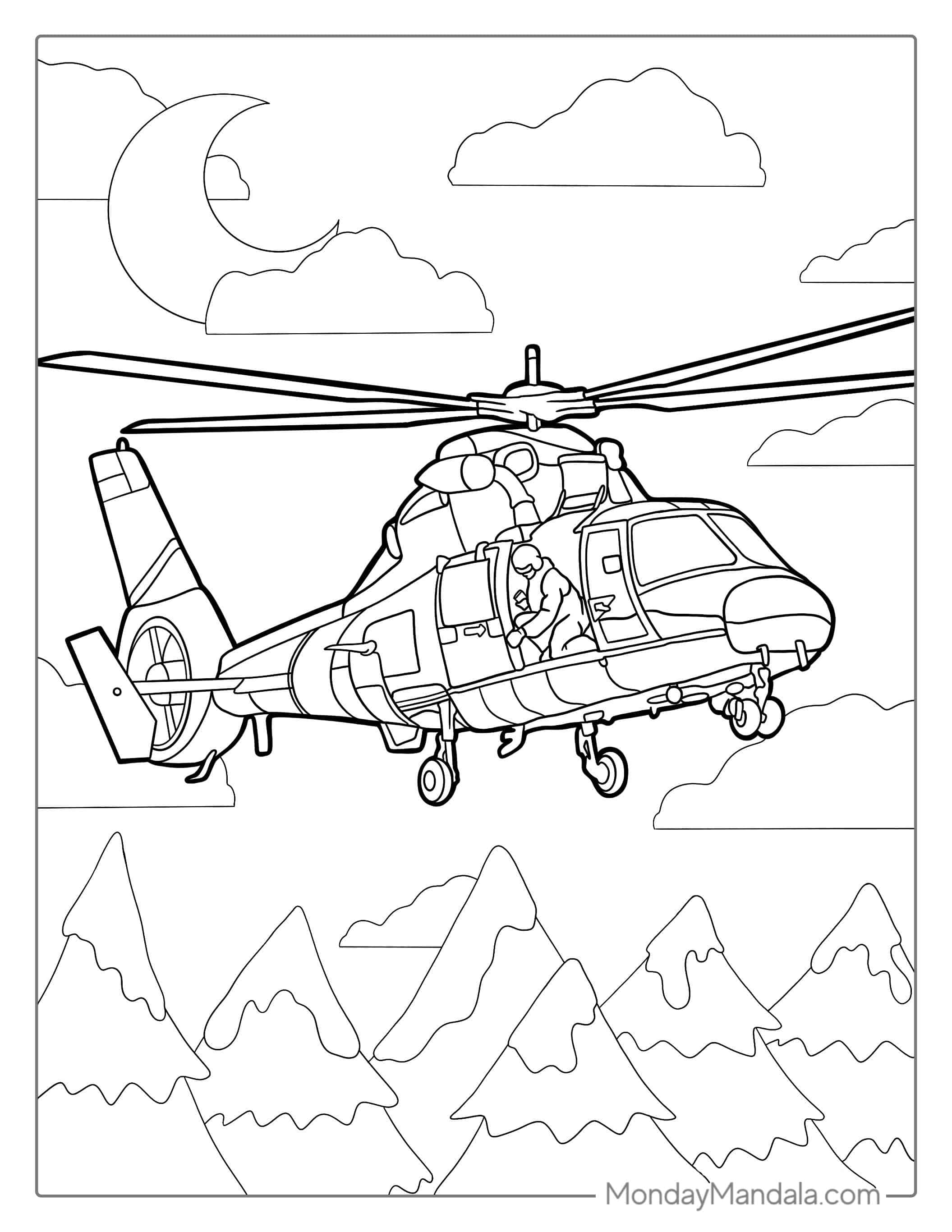 Navy SEALs Helicopter Coloring Page coloring page