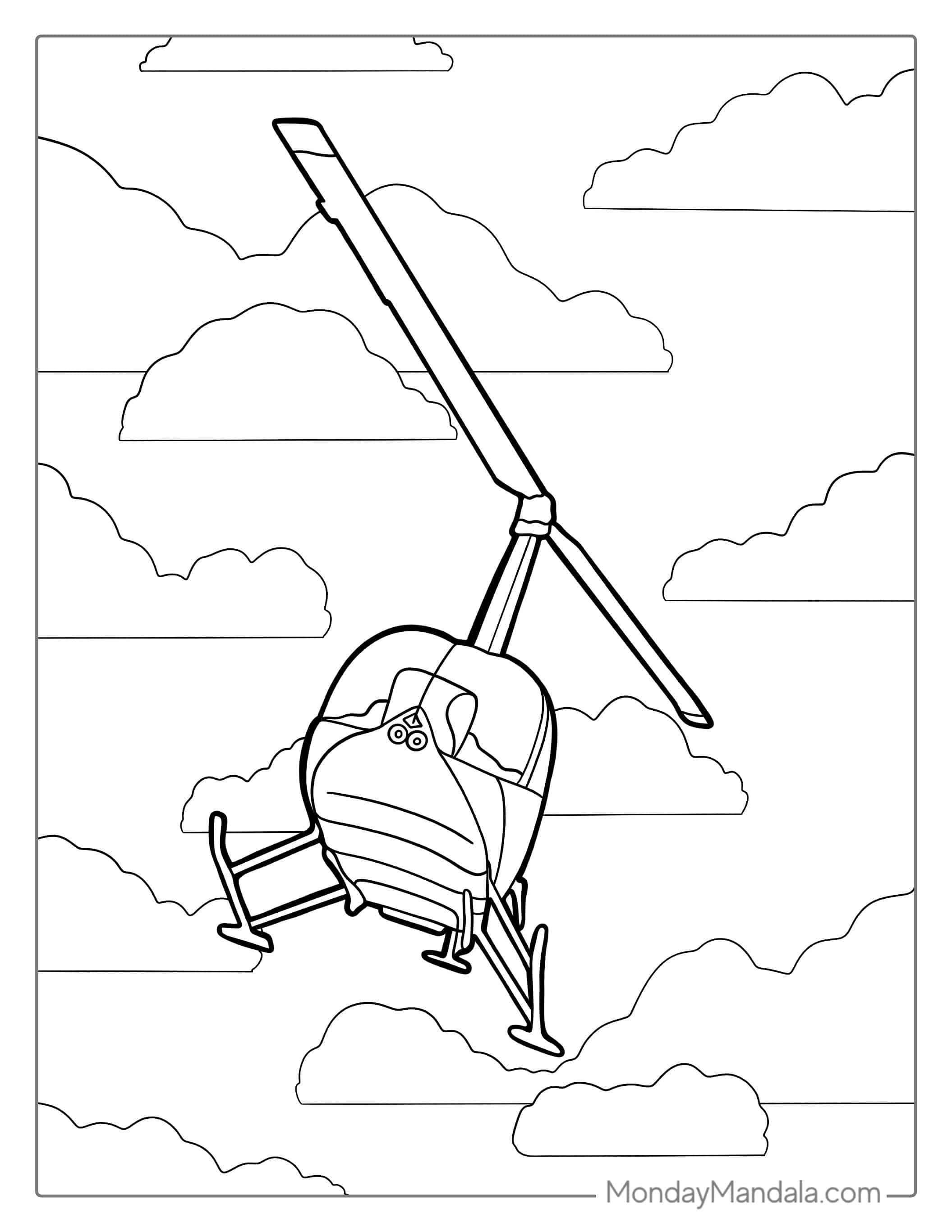 Robinson R22 Helicopter To Color coloring page