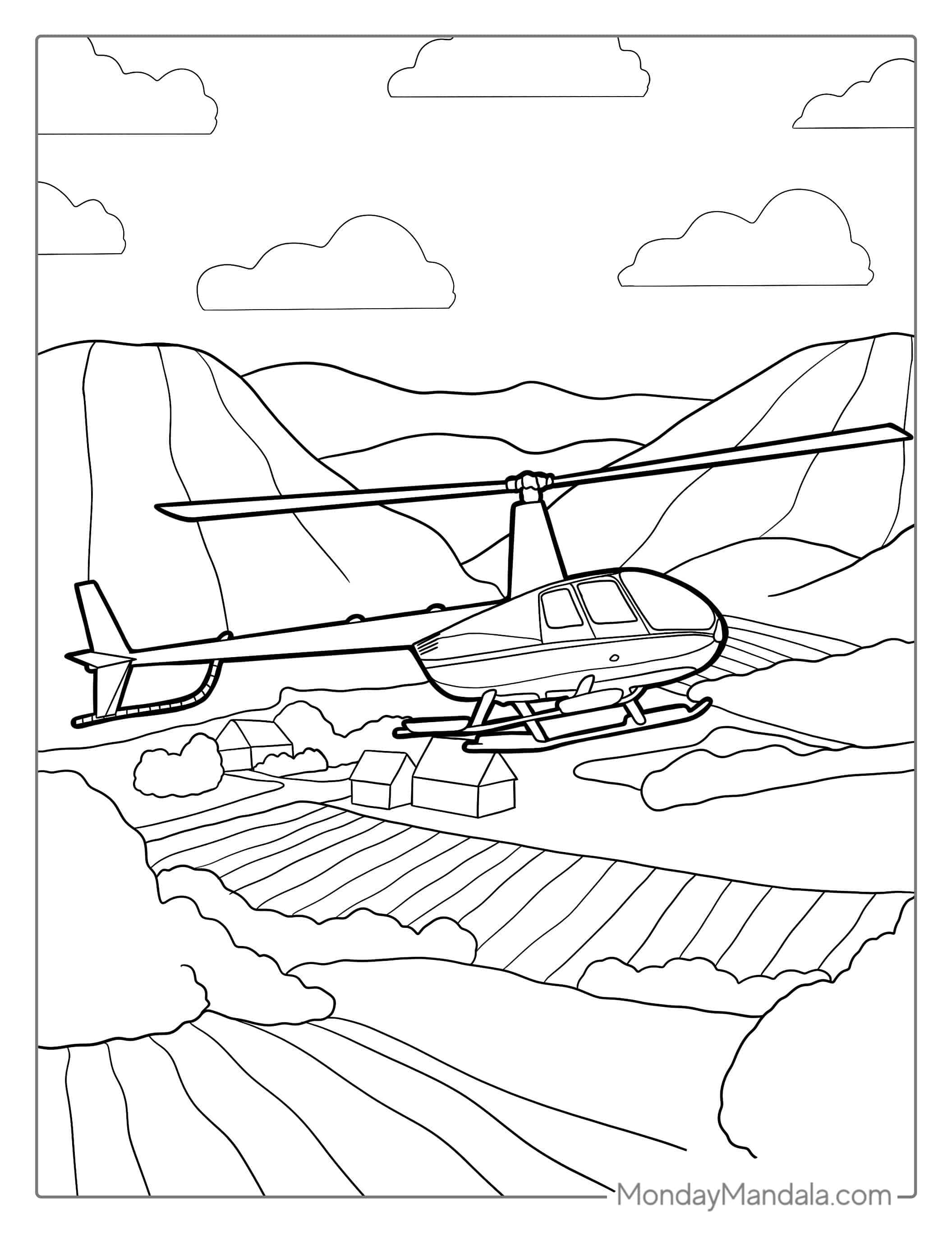 Robinson R44 Helicopter Coloring Picture coloring page