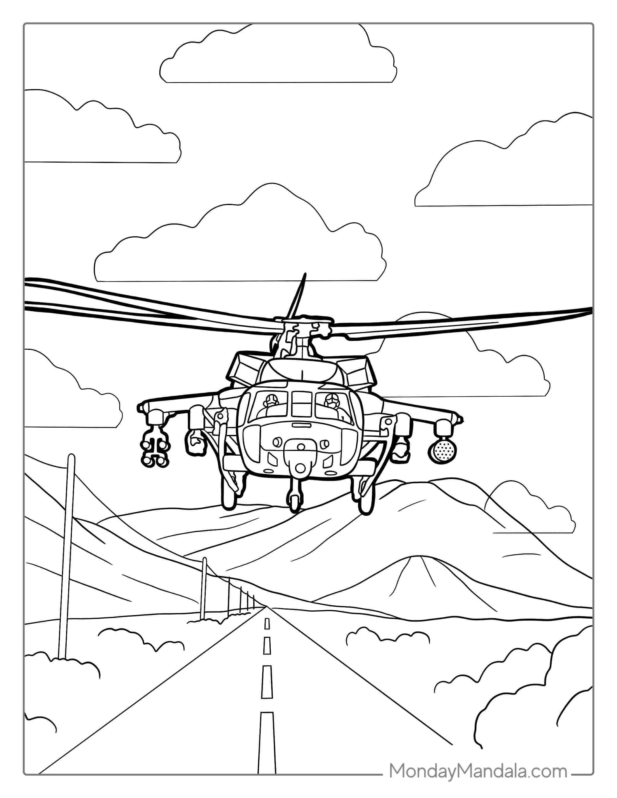 US Army Black Hawk Helicopter coloring page
