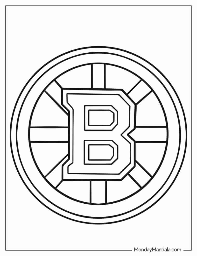 Boston Bruins Logo coloring page — printable line art