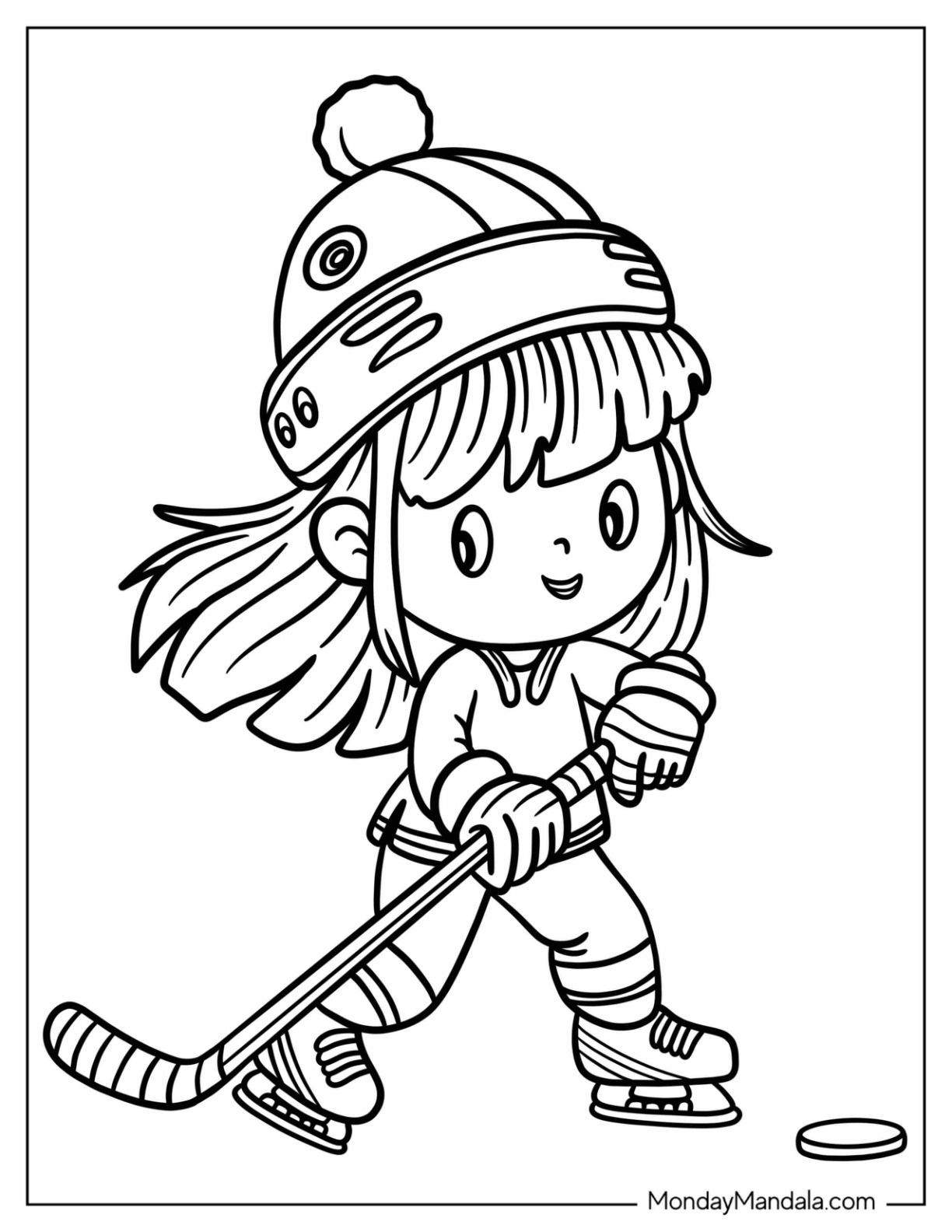 Chibi Hockey Coloring Page Hockey Player For Preschoolers coloring page