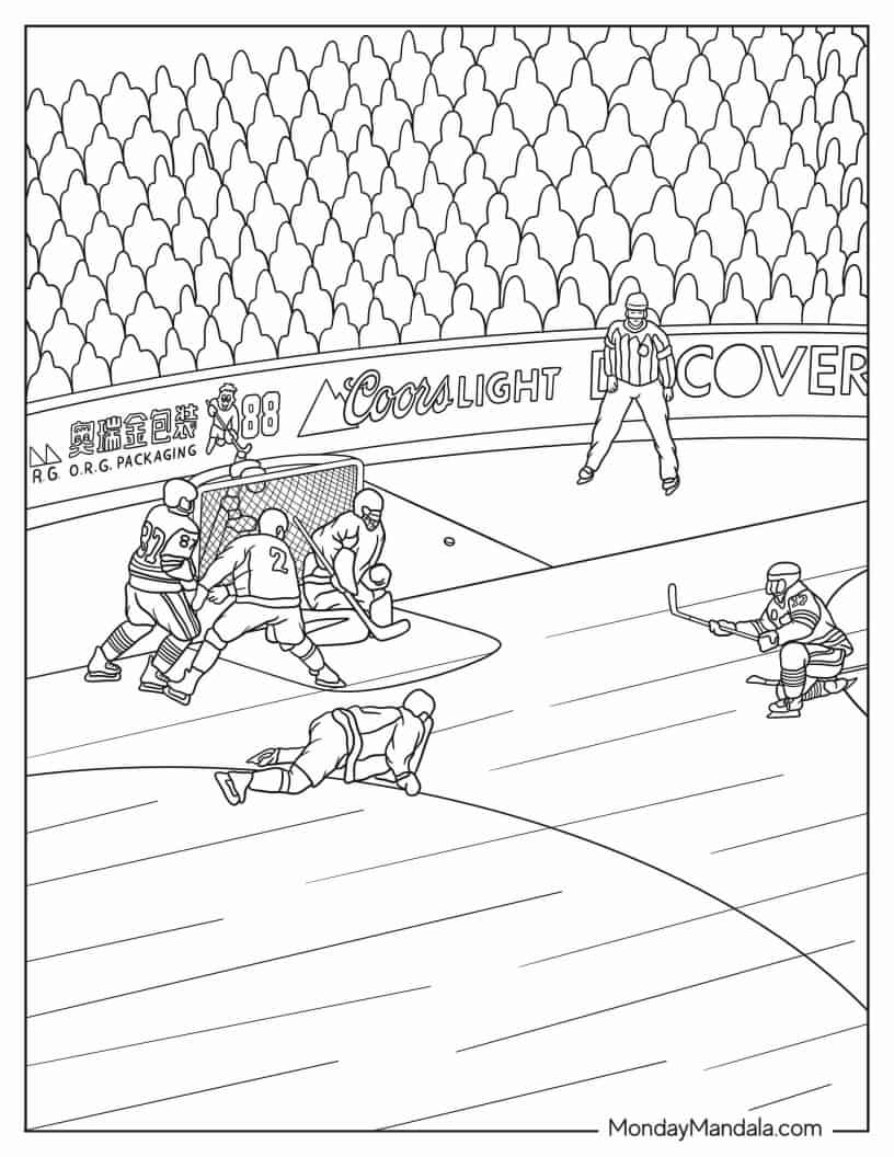 Coloring Page of Professional Ice Hokey Game coloring page