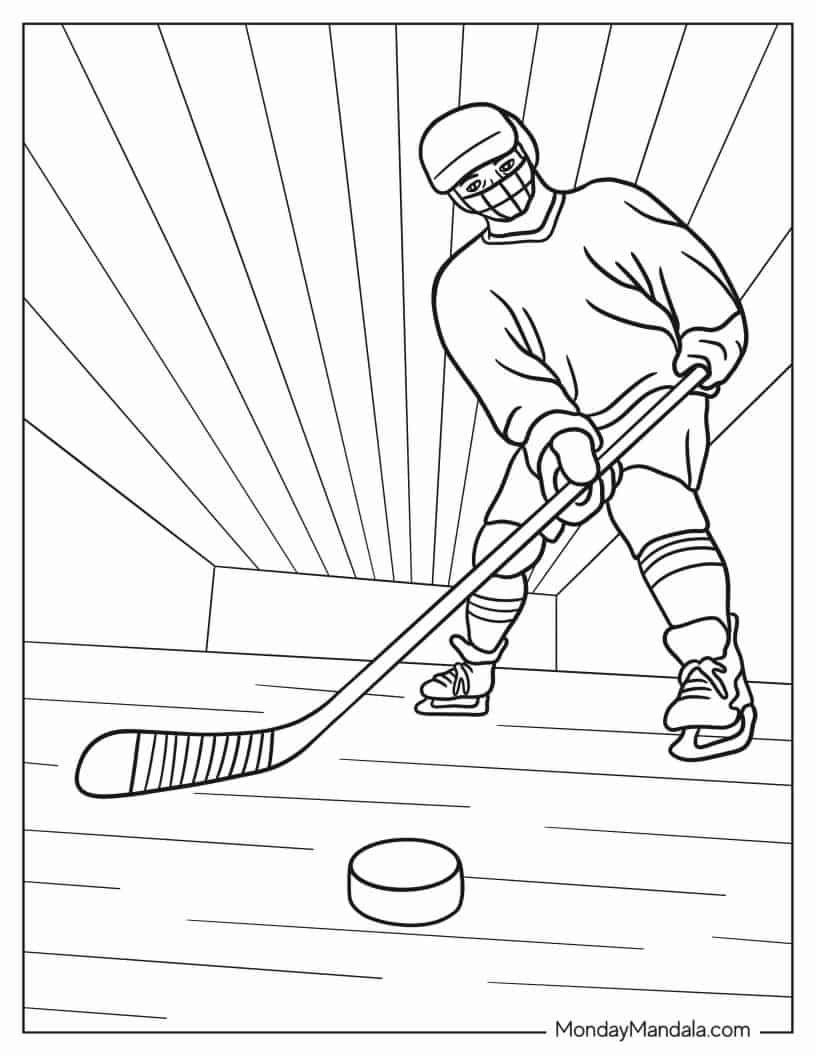 Ice Hockey Player Outline For Kids coloring page — printable line art