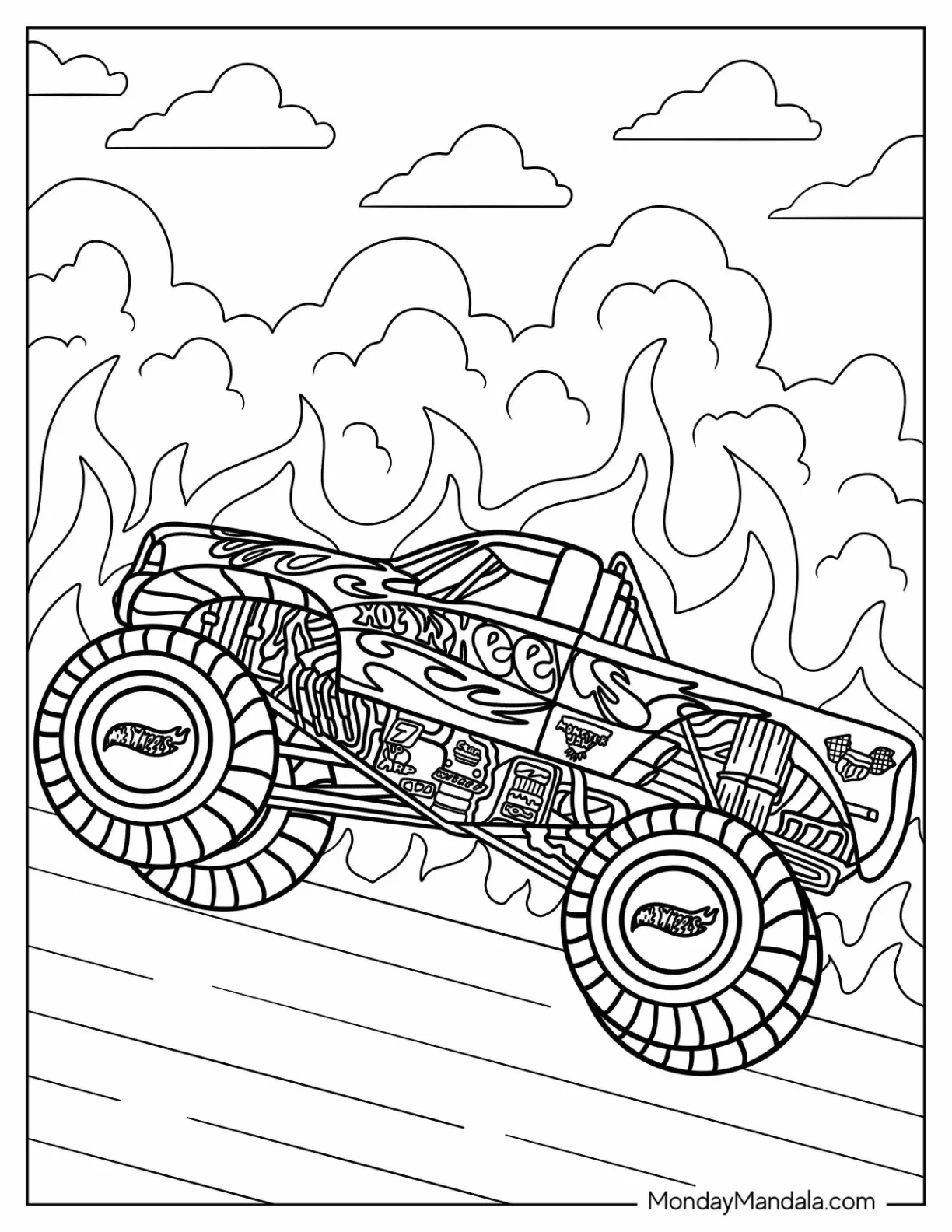Detailed Hot Wheels Monster Truck Coloring Page coloring page