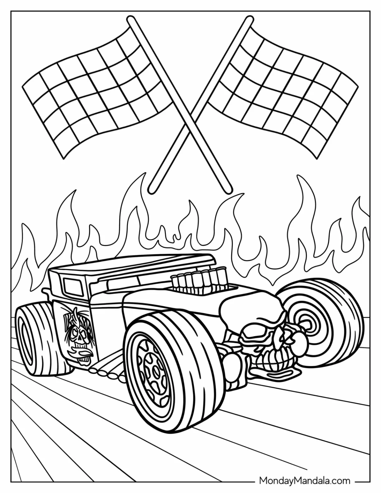 Hot Wheels Dream Garage Bone Shaker coloring page — printable line art