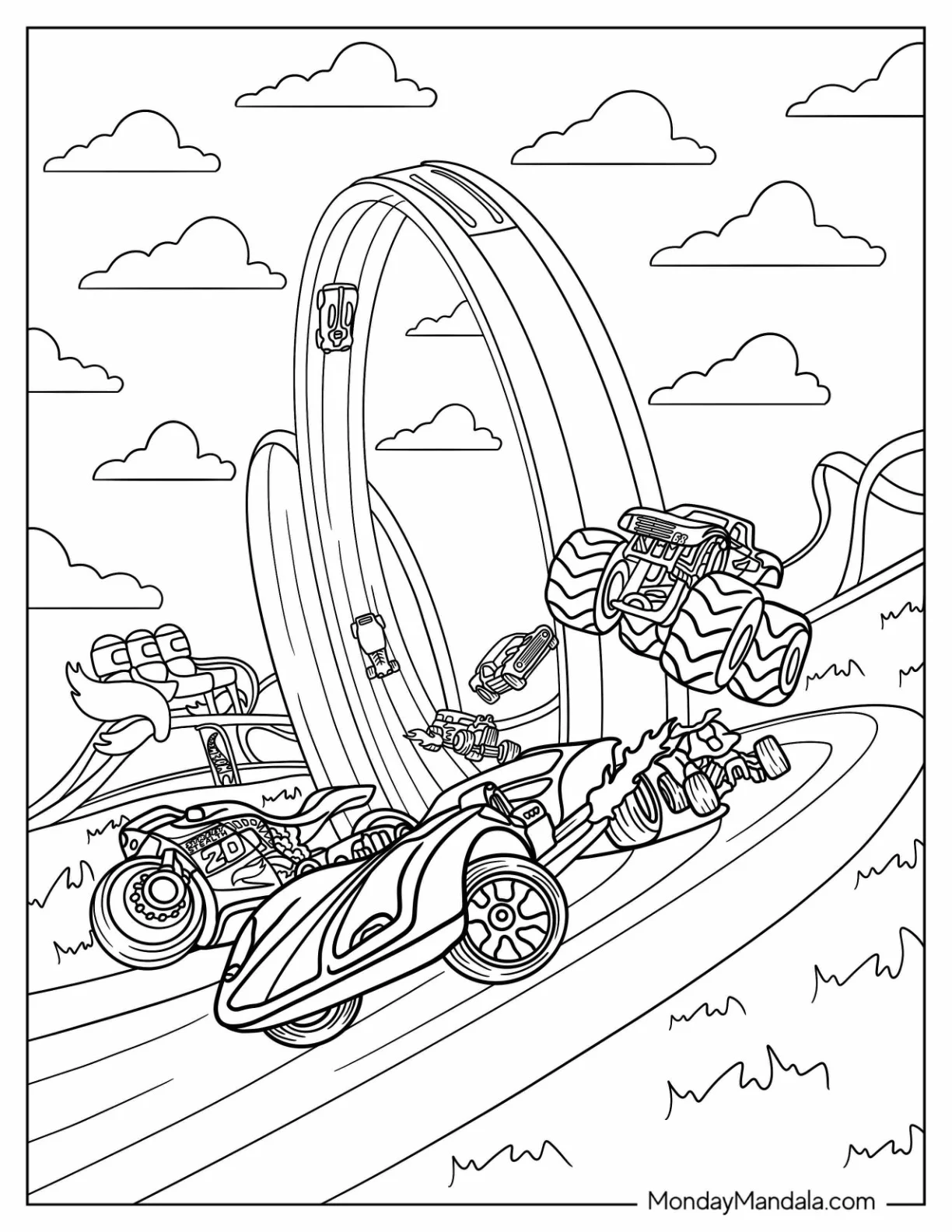Hot Wheels Unleashed Coloring Sheet coloring page — printable line art