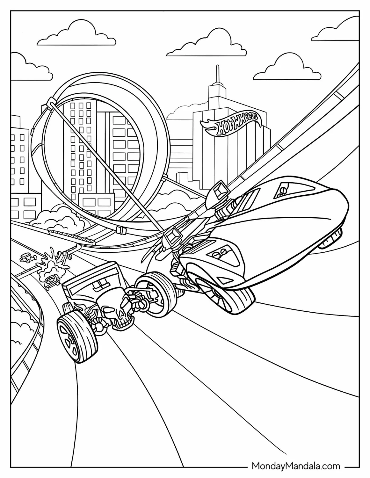 Hot Wheels Unleashed In Looping Track coloring page — printable line art