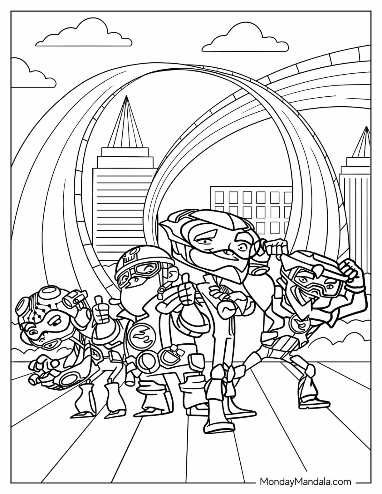 Team Hot Wheels On The Track Coloring Page For Kids coloring page