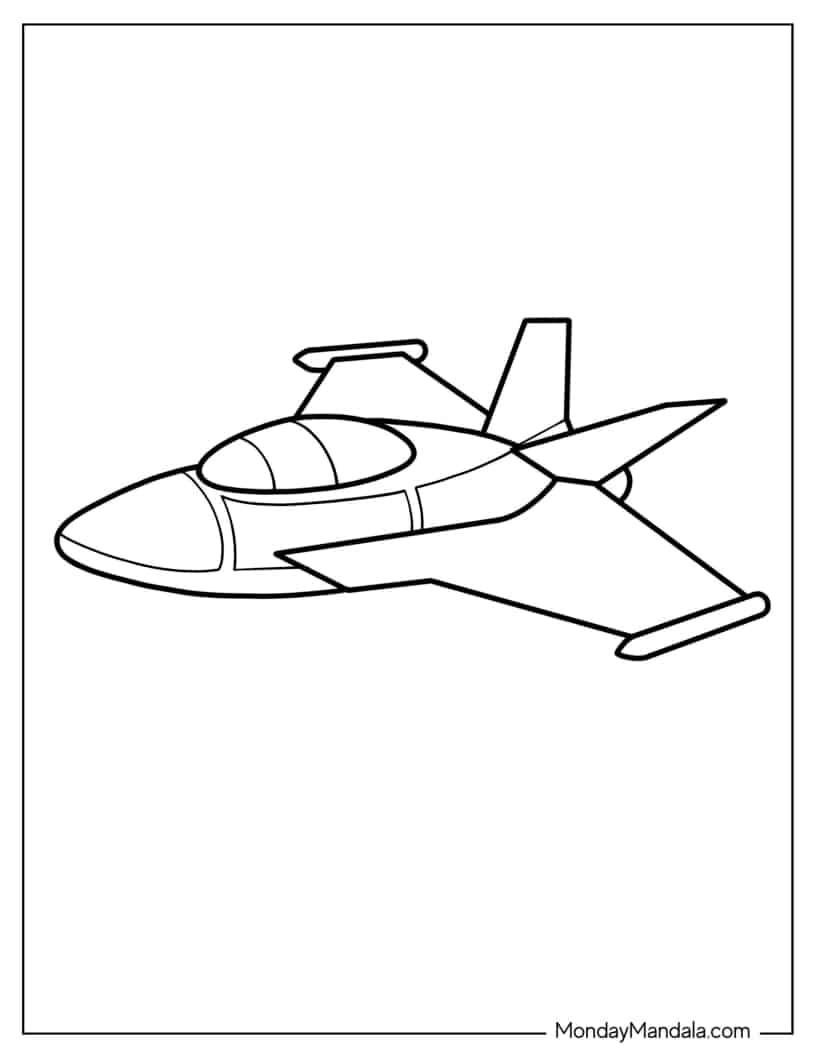 Cartoon Jet Figure To Color In For Preschoolers coloring page