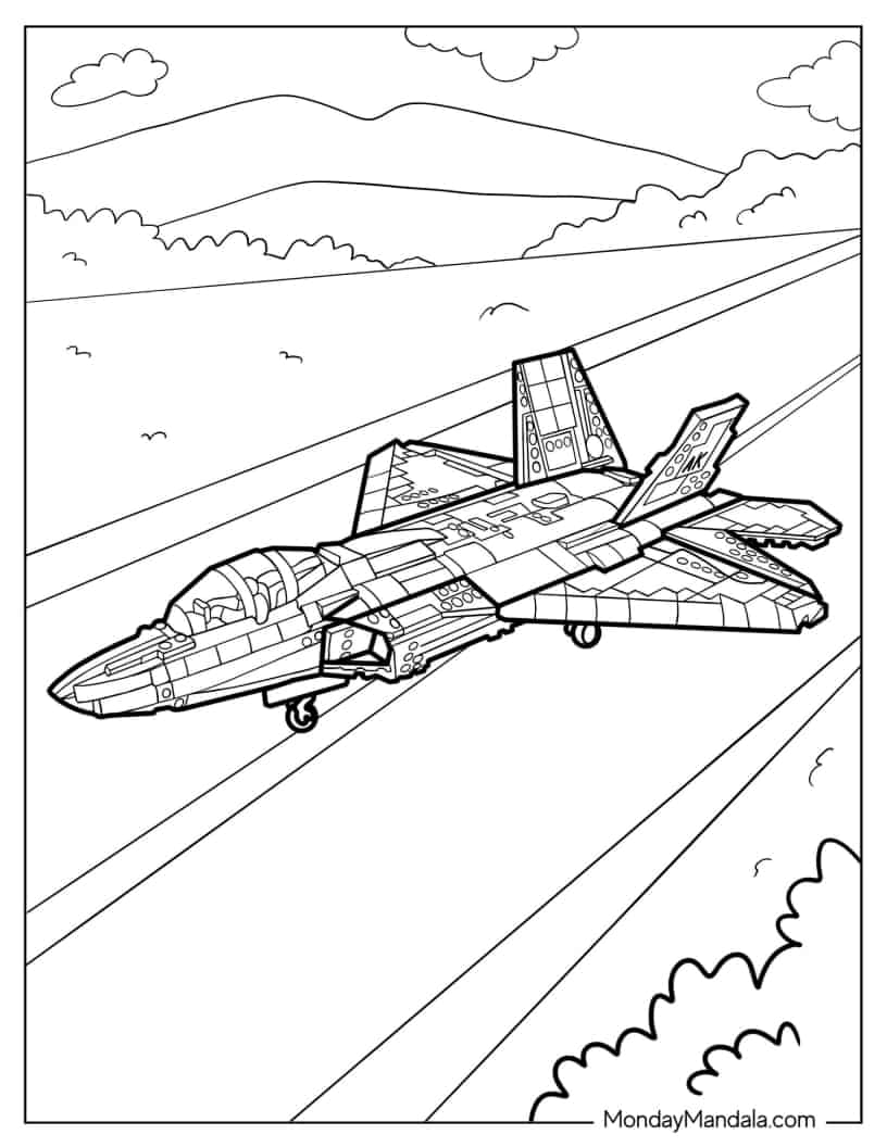 Coloring Page of Detailed Lego Jet coloring page