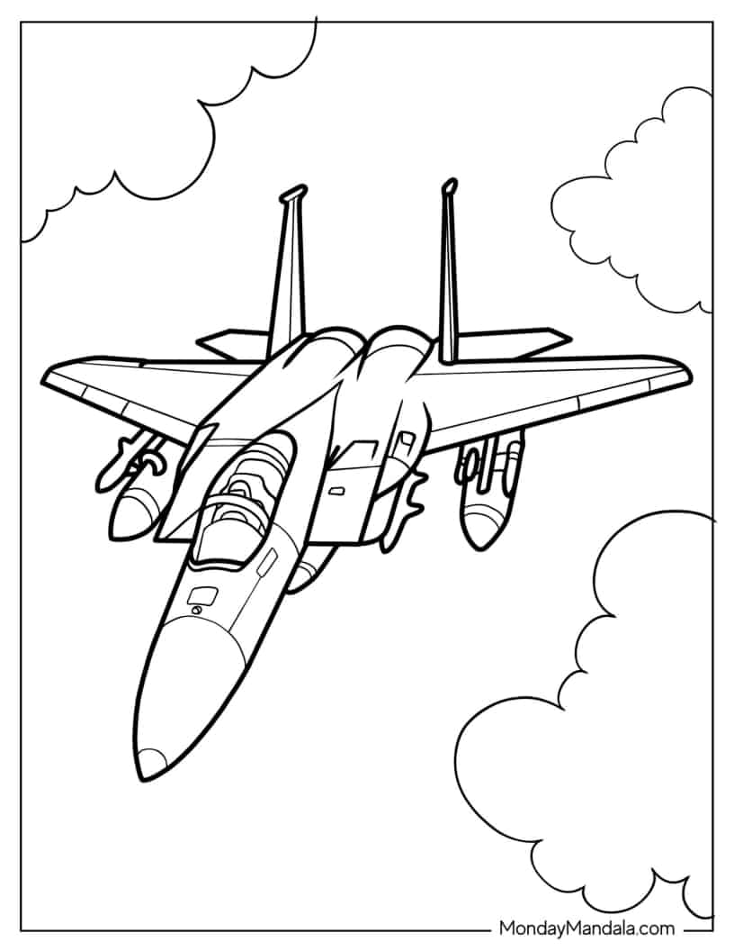 Coloring Page of McDonnel Douglas F-15 Eagle U.S. Jet coloring page