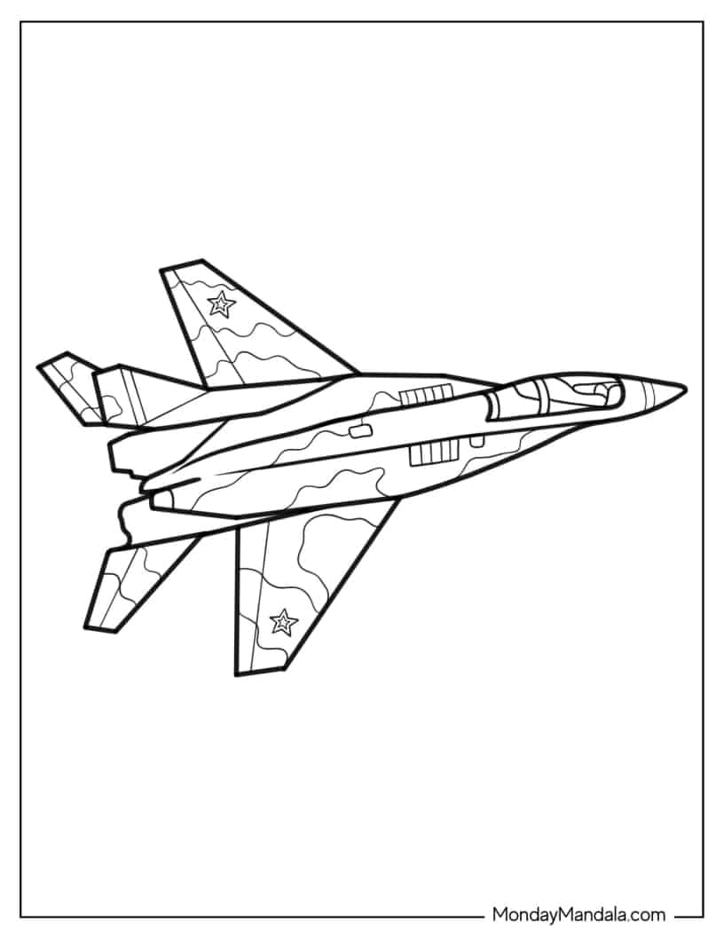 Easy Coloring Sheet of Mikoyan MiG-29 coloring page