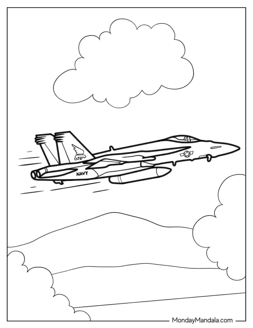 Fast Boeing F_A-18E_F Super Hornet U.S. Jet coloring page