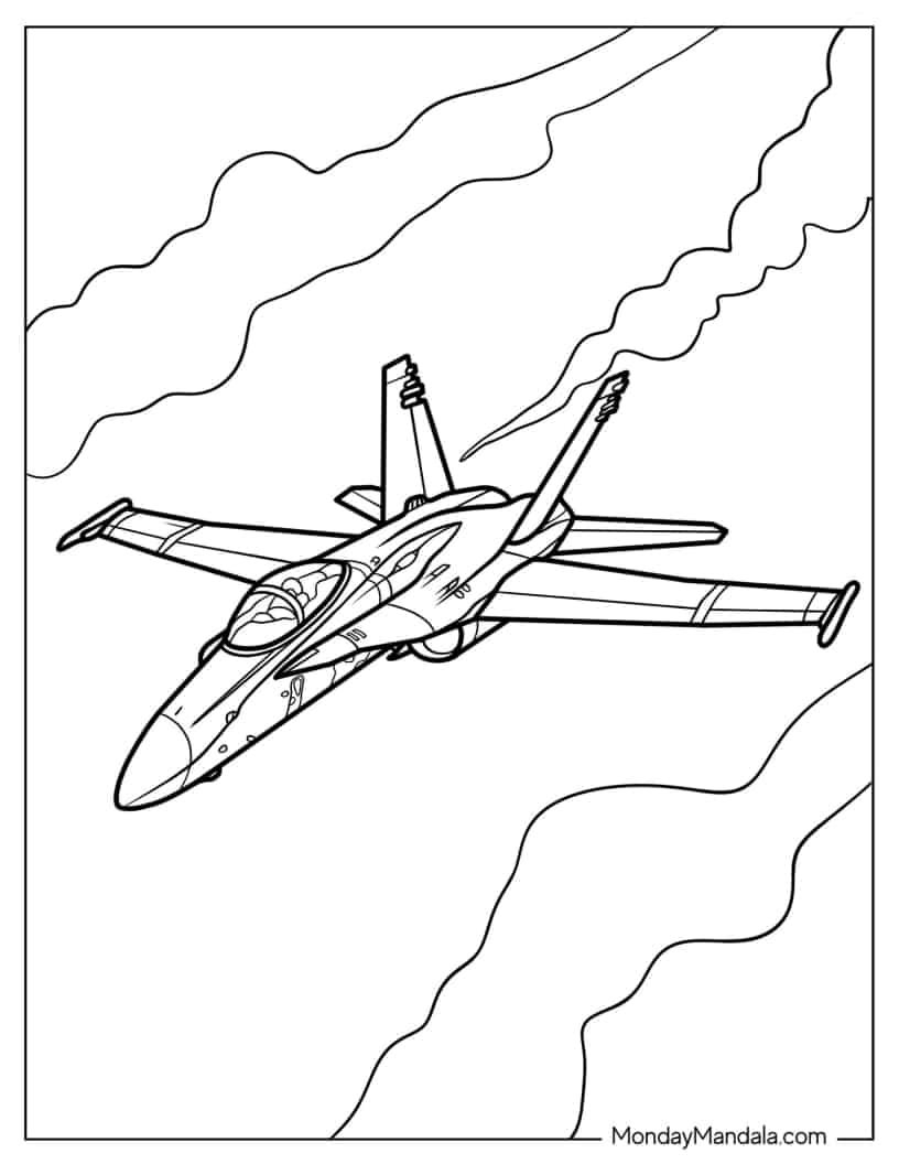 Super Hornet Jet Coloring In For Kids coloring page