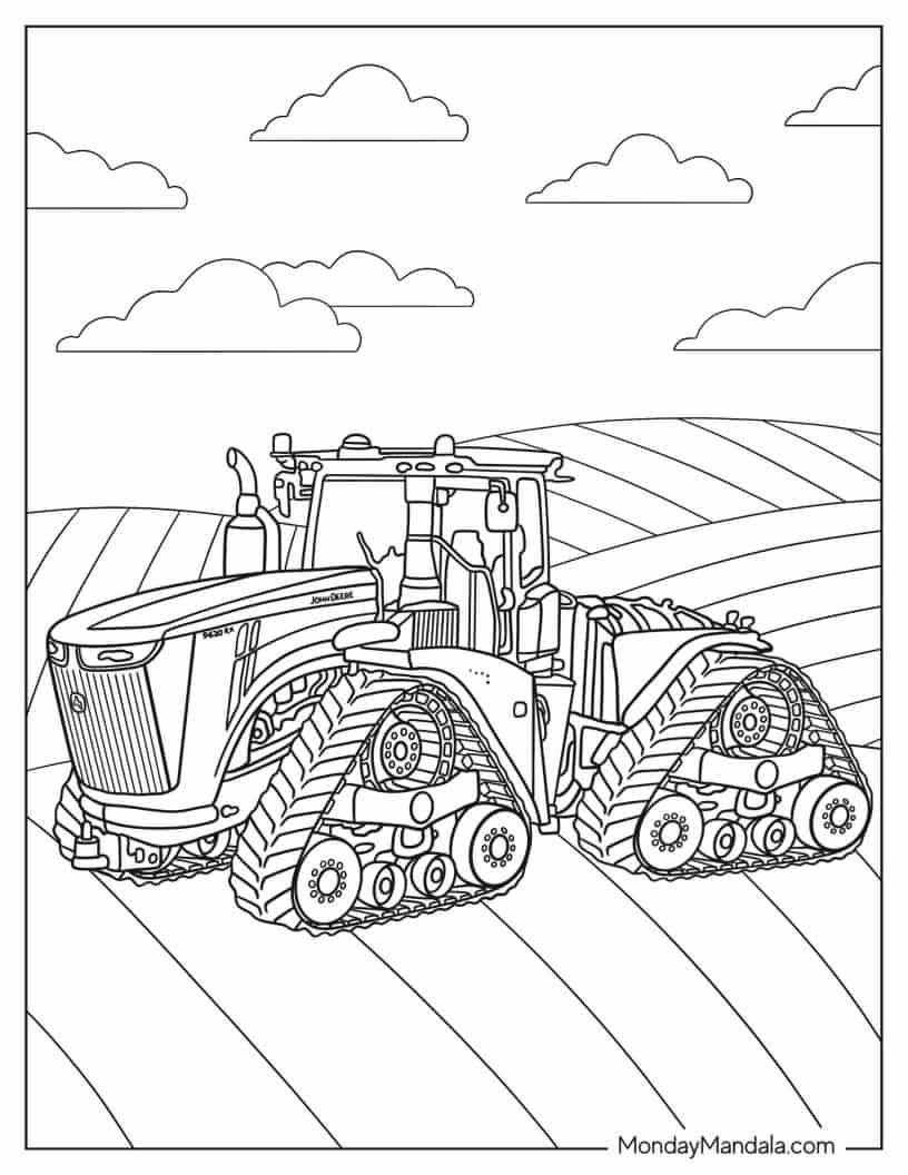 8RX John Deere Tractor Model coloring page