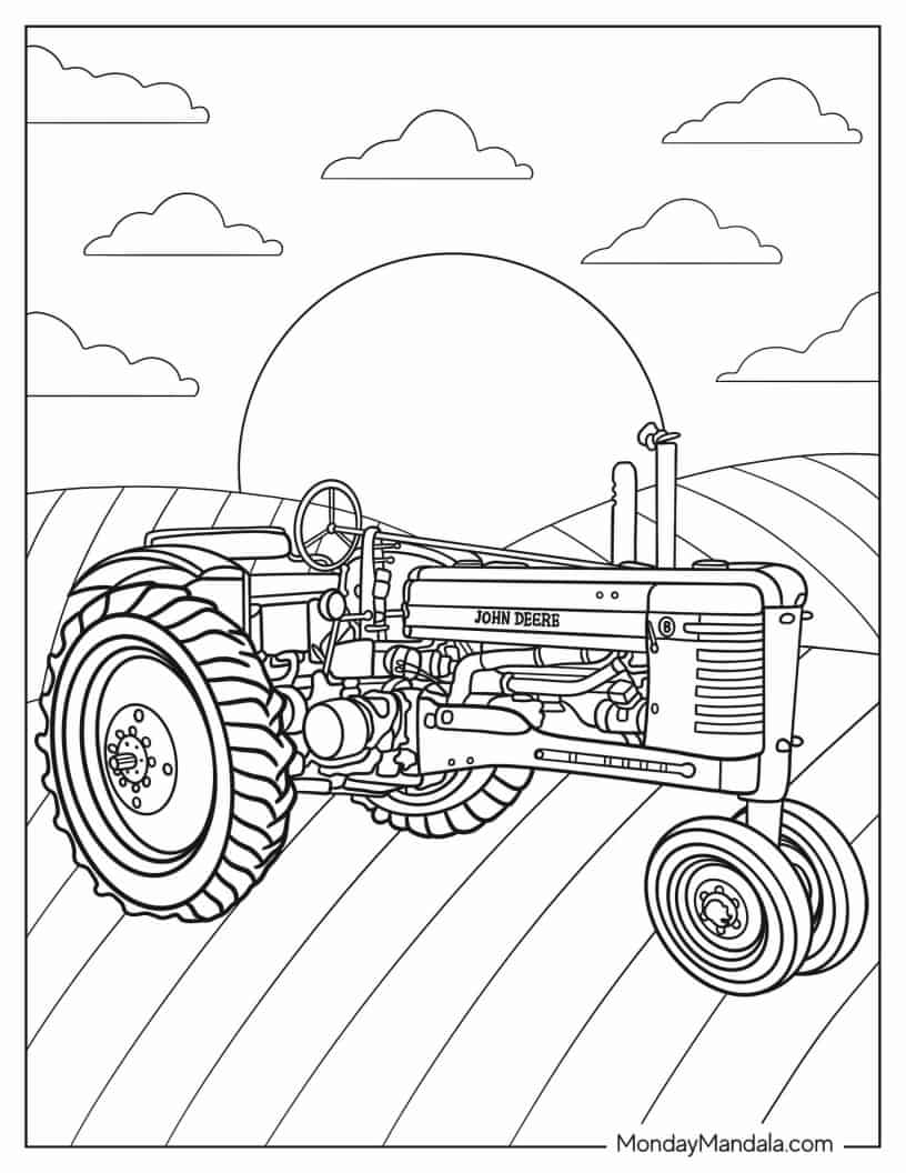 Coloring Page Of Detailed John Deere Model B coloring page