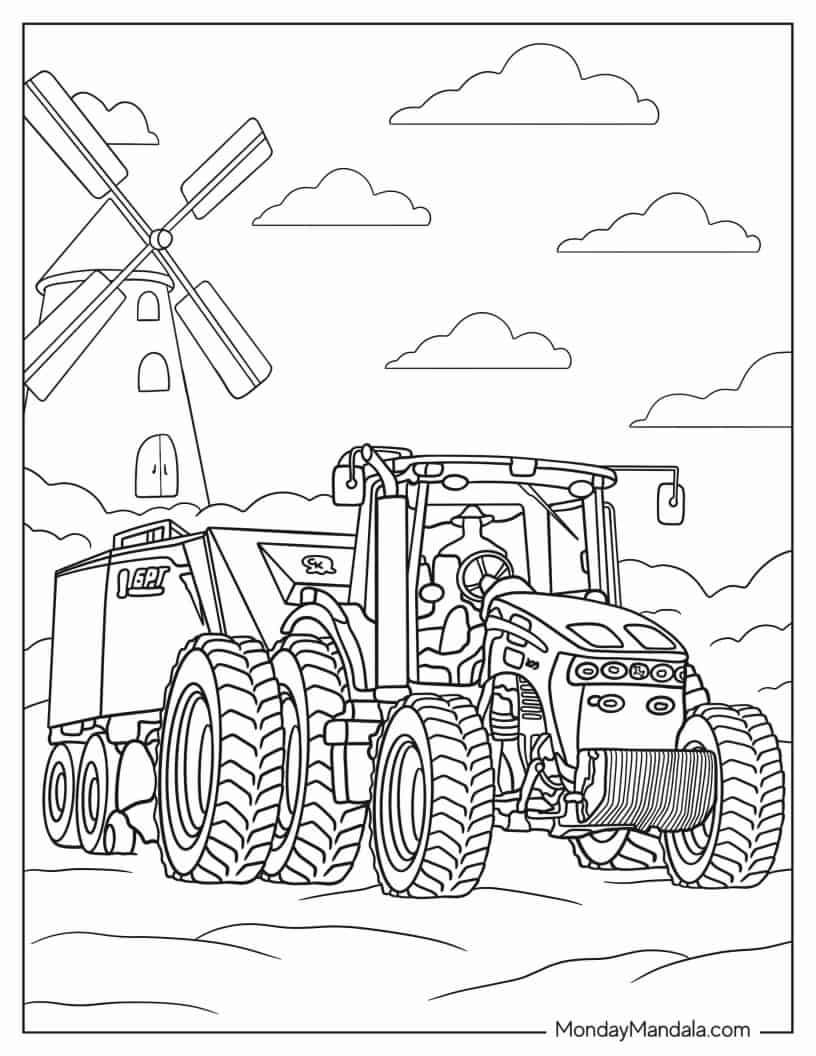 Coloring Page Of John Deere 6R Utility Tractor coloring page