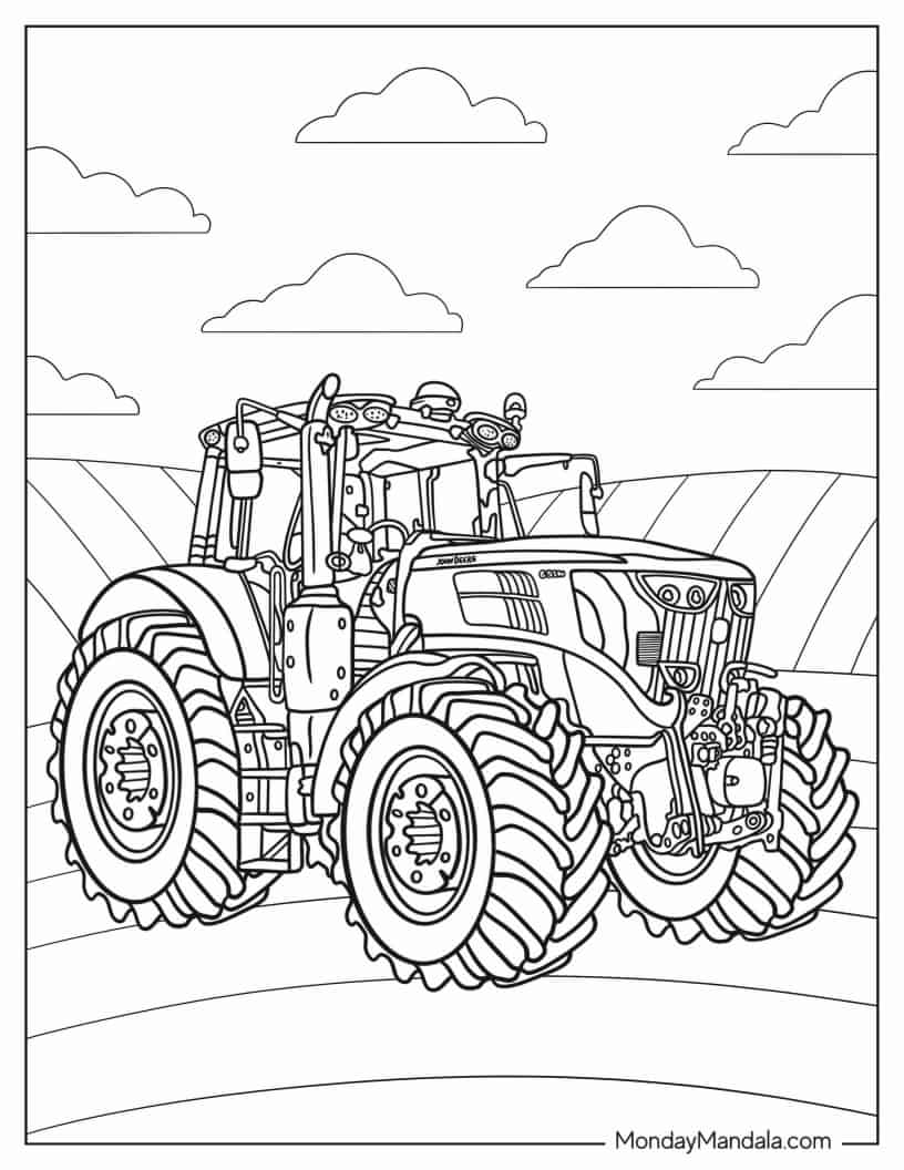 Coloring Sheet Of Britains John Deere 6195M Tractor coloring page