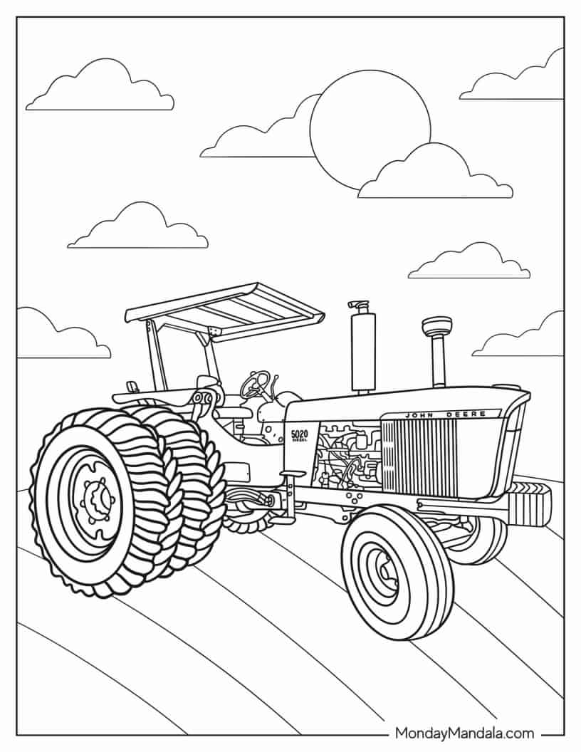 Coloring Sheet Of Parked John Deere 4020 coloring page