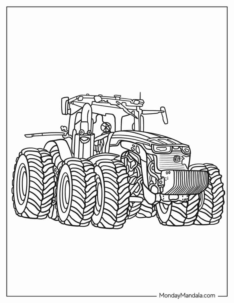 Detailed Outline Of John Deere Tractor coloring page