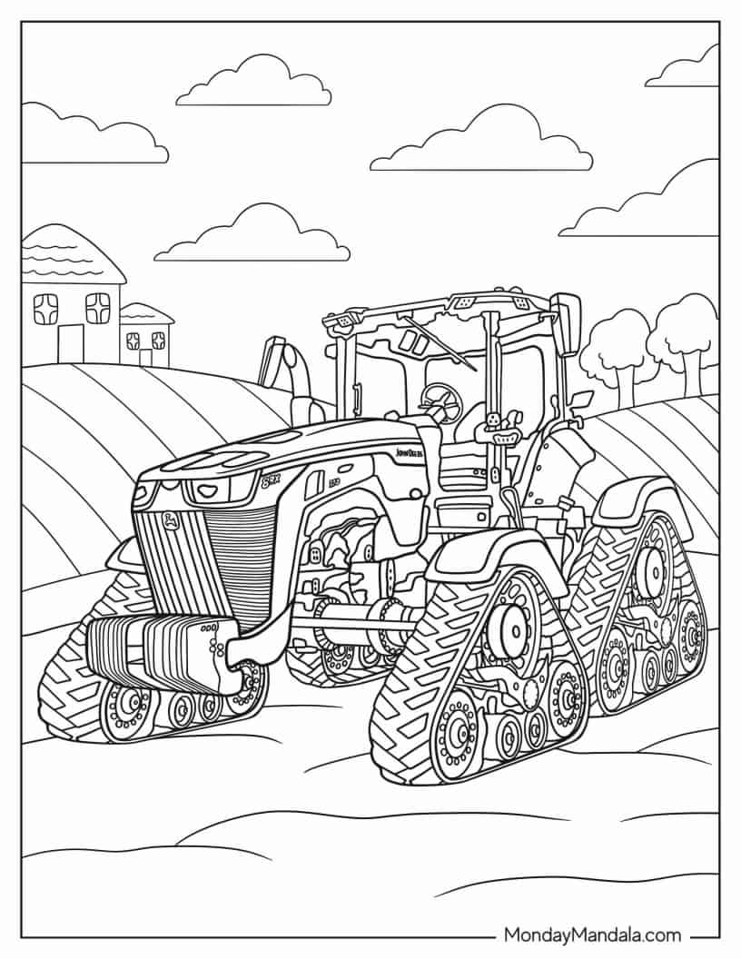 John Deere 8RX Row Tractor Model Coloring Sheet coloring page