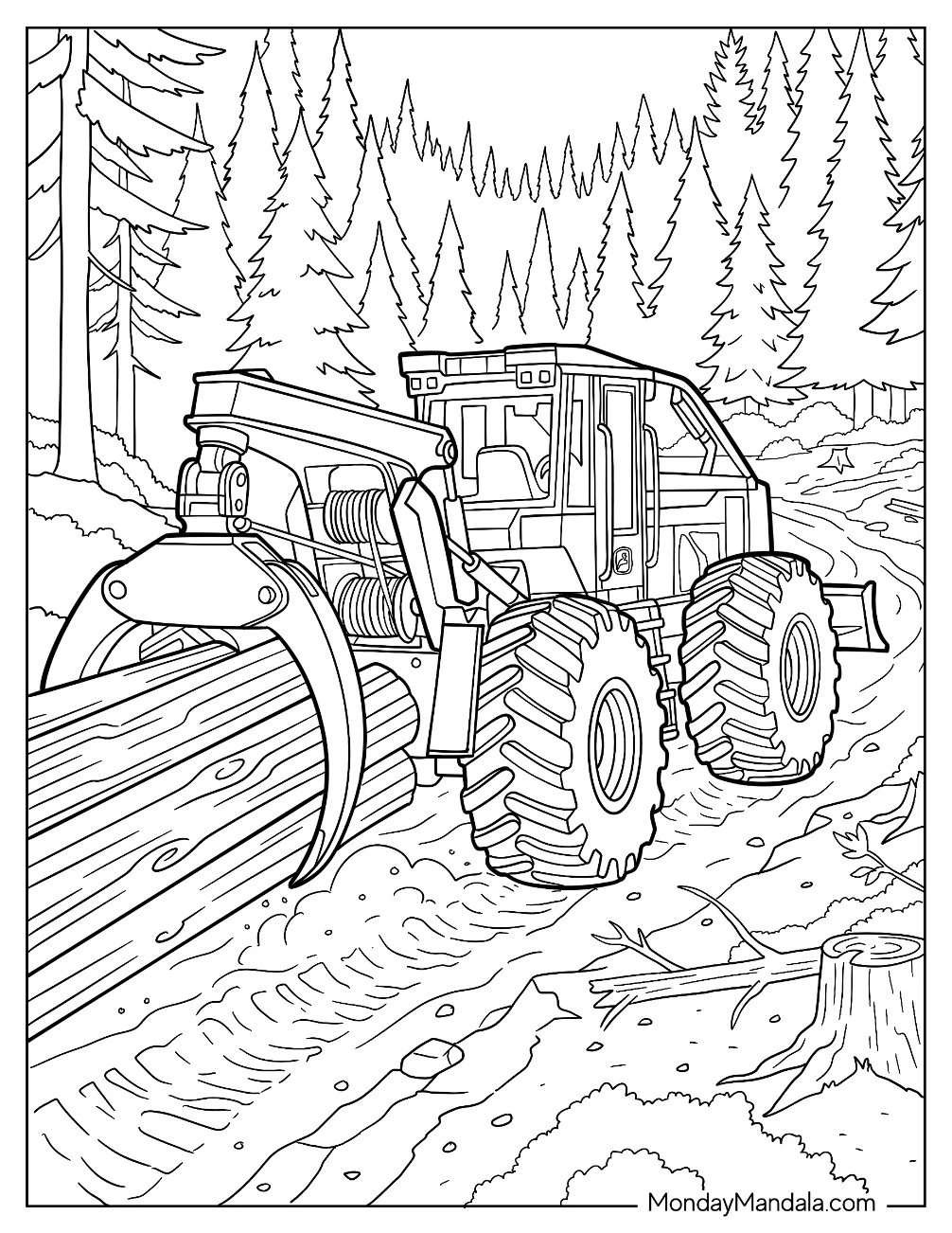 John Deere Backhoe Loader Installing a Large Underground Pipe coloring page