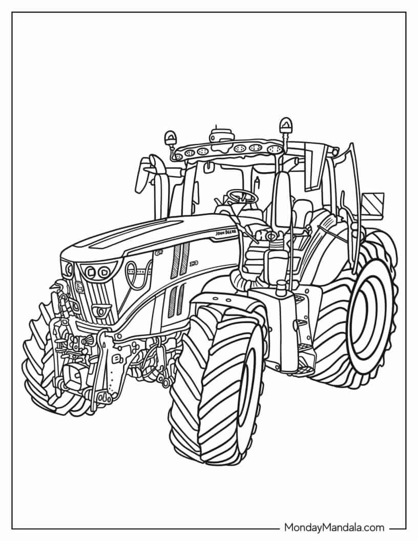 John Deere U.S. Row-Crop Tractor Coloring Page coloring page