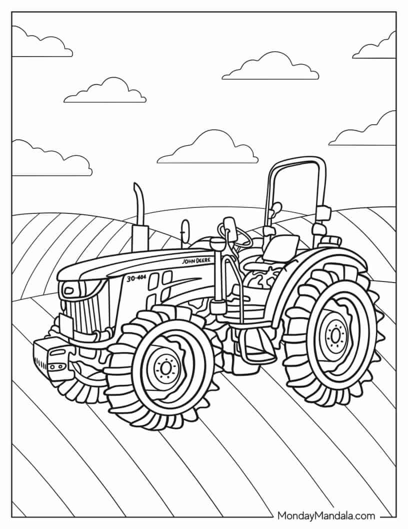 Mini Compact John Deere Tractor Coloring In coloring page