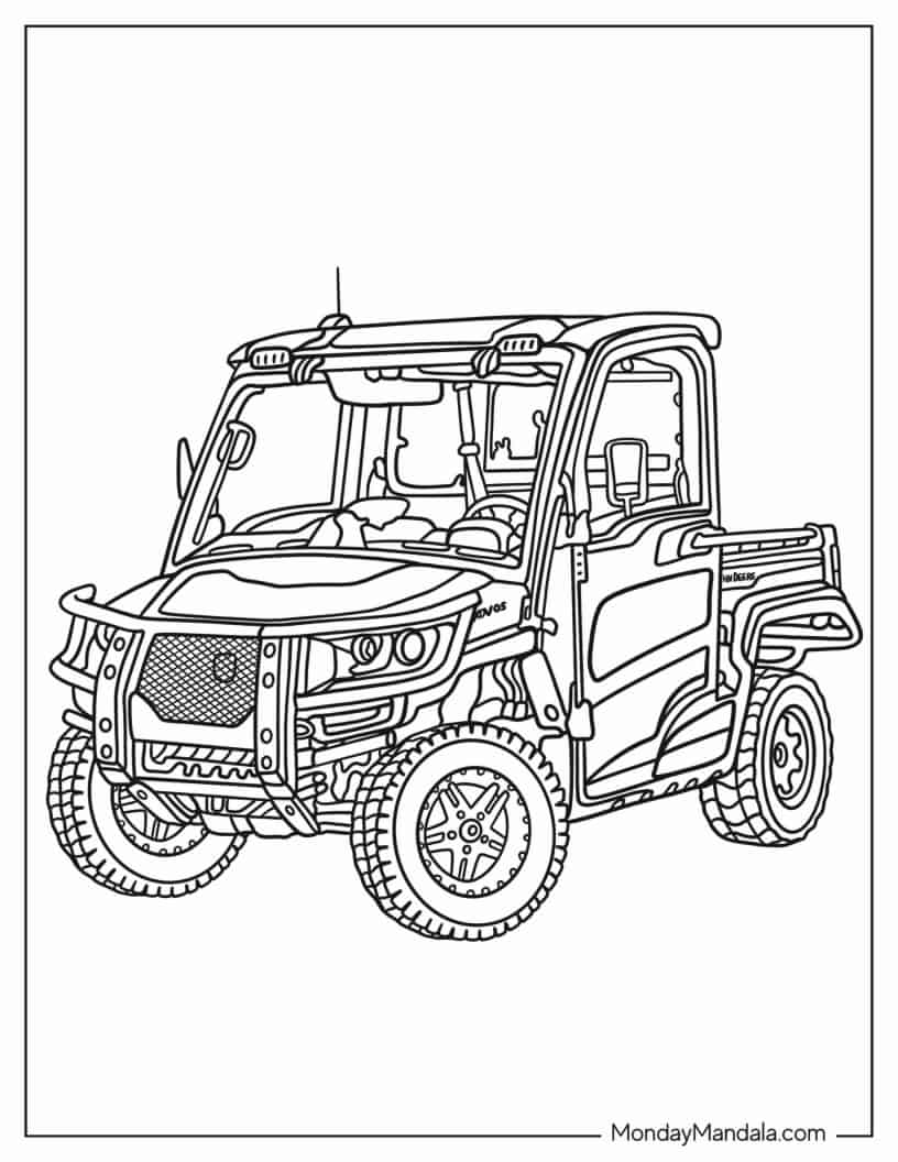 Outline Of John Deere Gator For Kids coloring page
