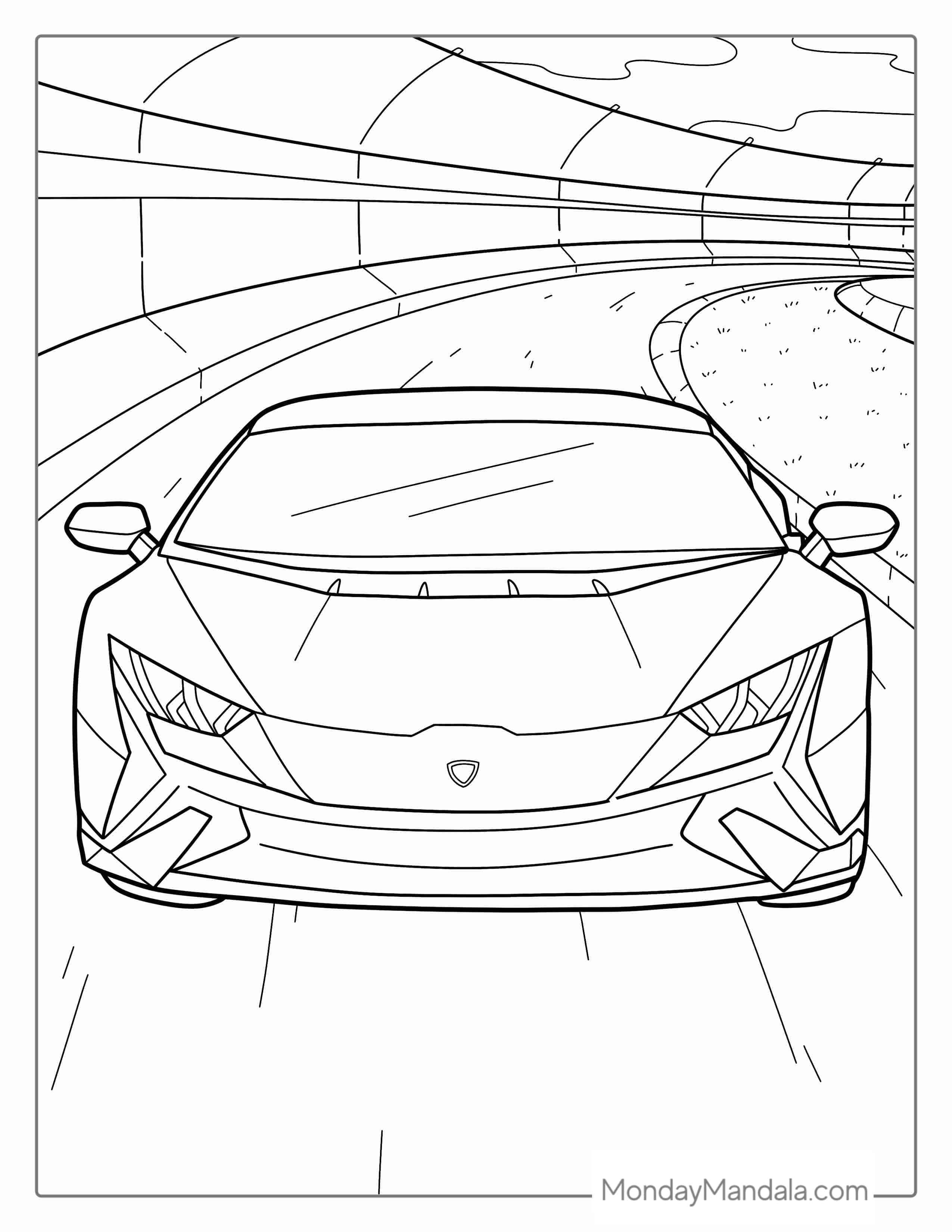 Front Profile Of Lamborghini Aventador Grill coloring page