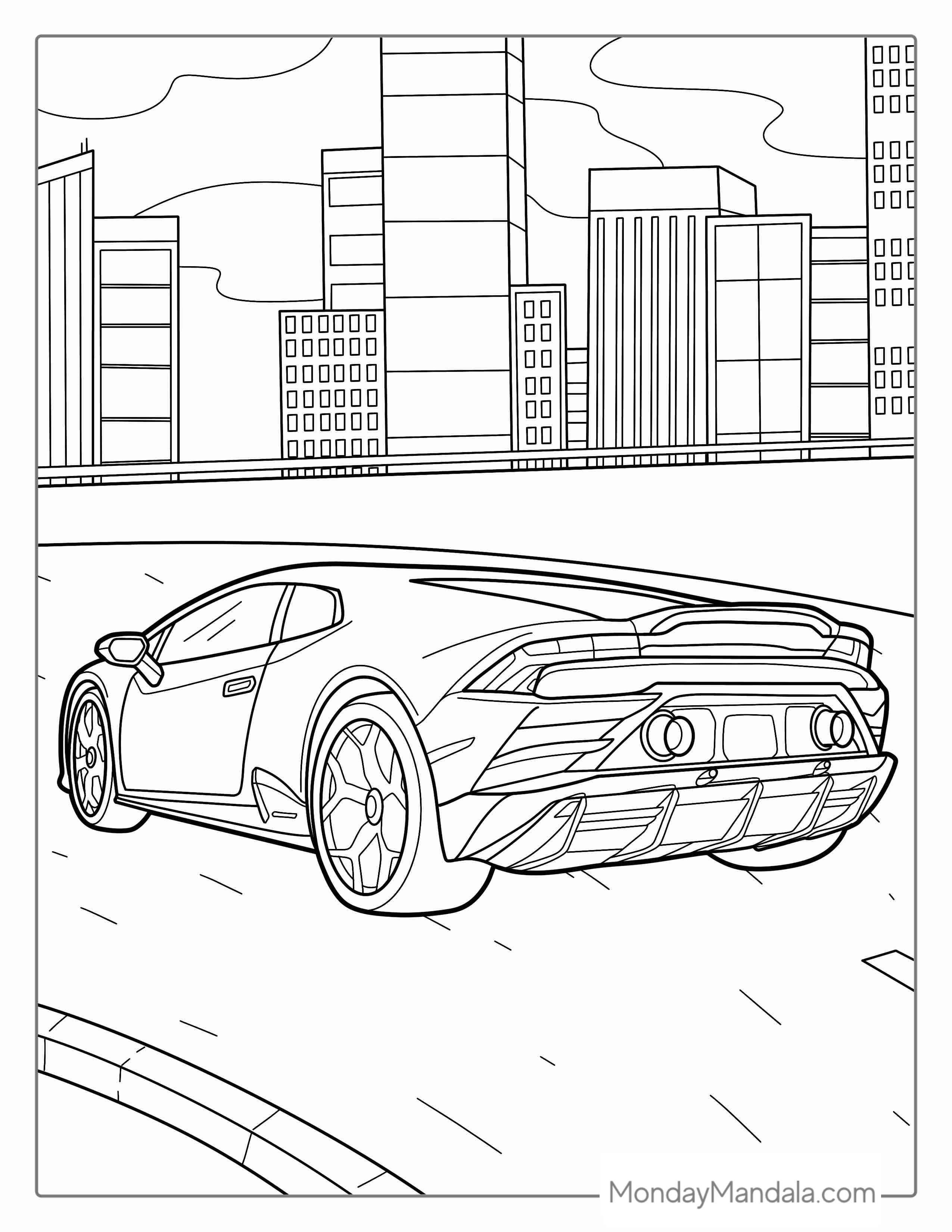 Lamborghini Aventador On Highway Coloring Sheet coloring page