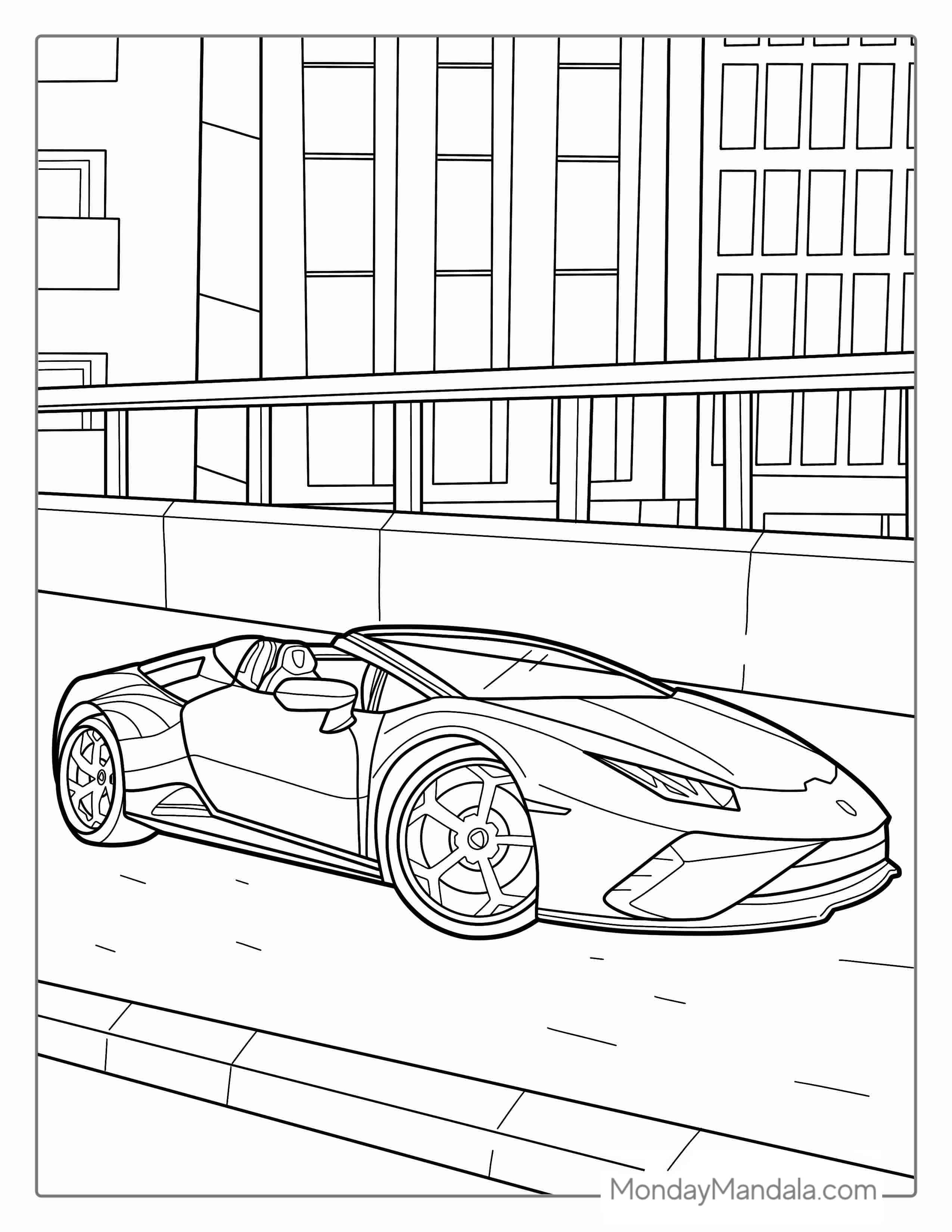 Lamborghini Aventador With Big Wheels To Color coloring page
