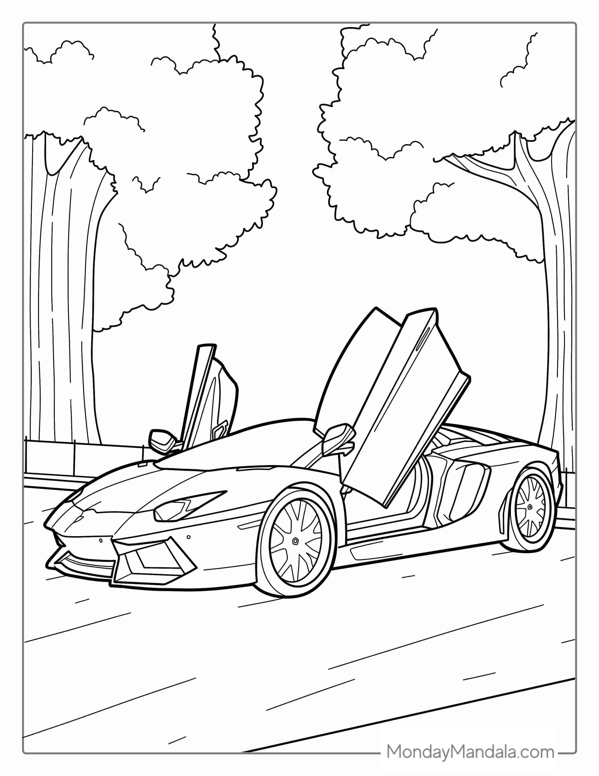 Lamborghini Huracan With Scissor Doors To Color coloring page
