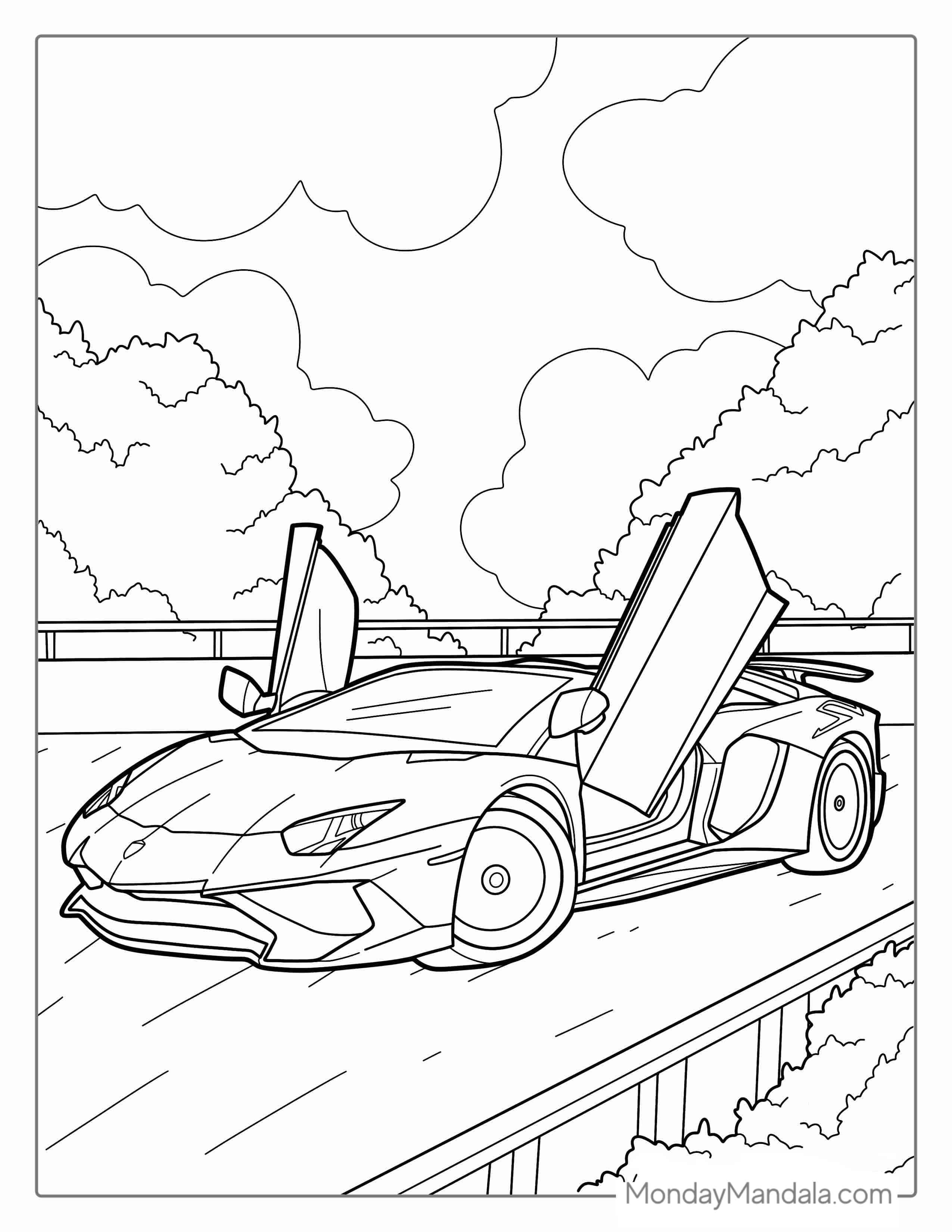 Lamborghini With Scissor Doors Coloring Page coloring page