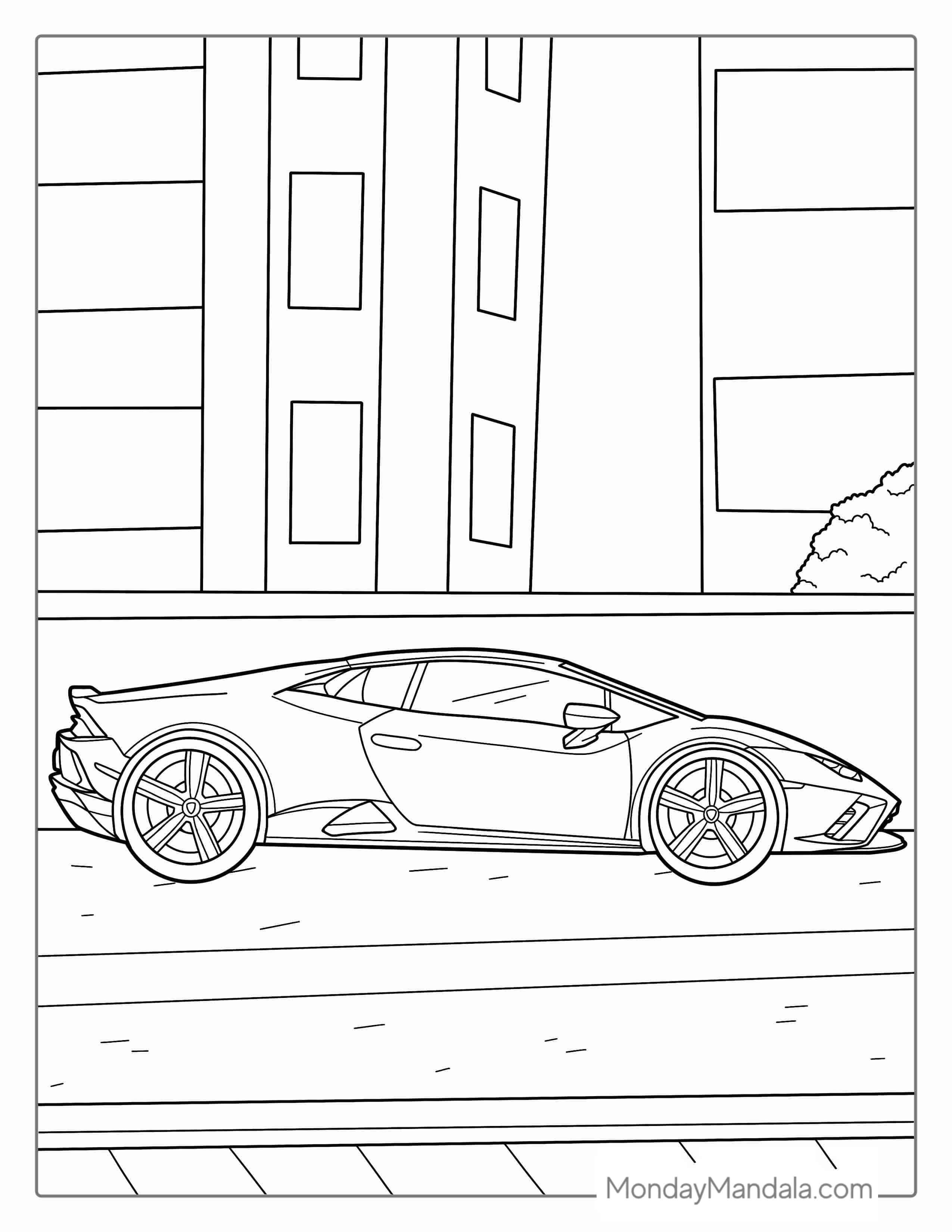 Side Profile Of The Lamborghini Aventador coloring page