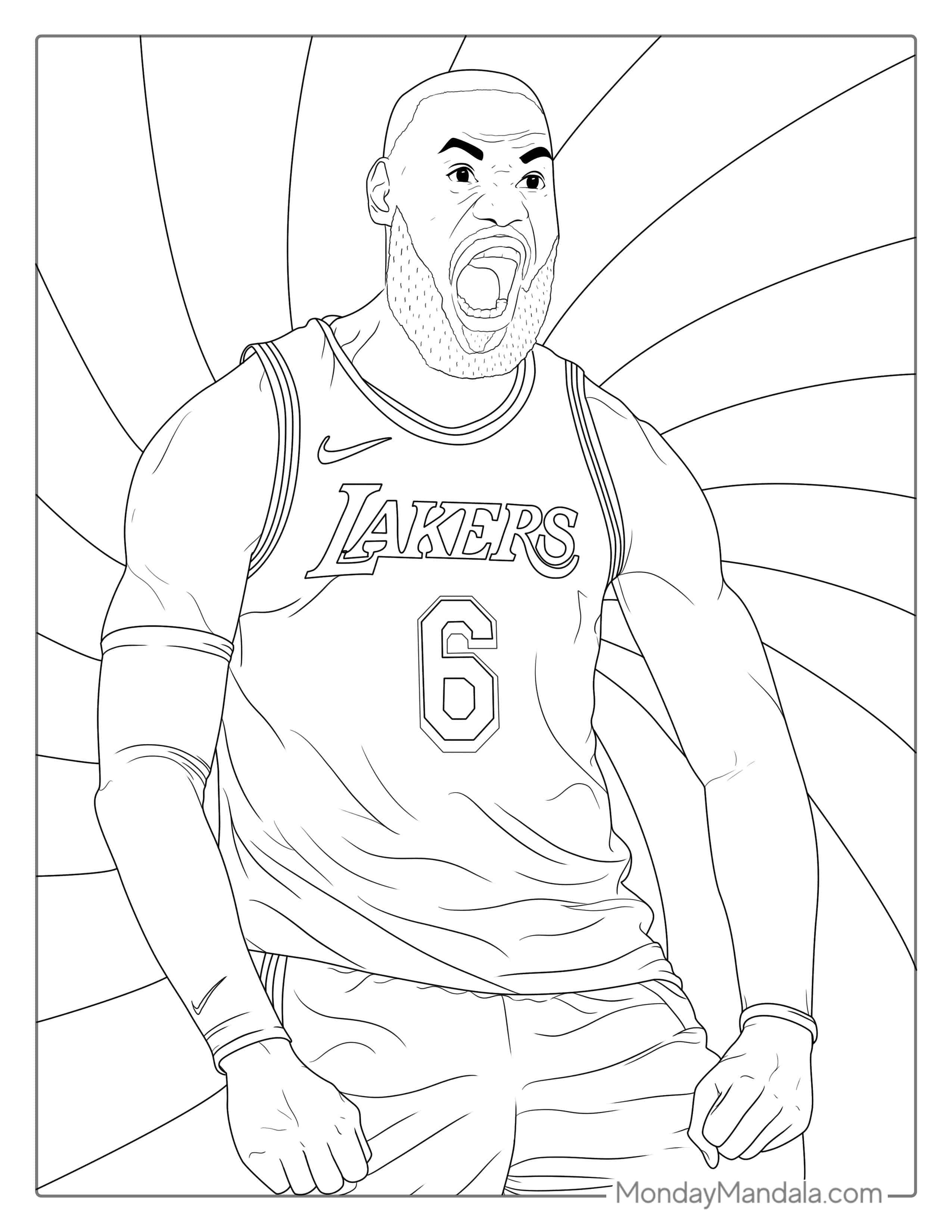 LeBron James Celebrating LA Lakers Coloring Sheet coloring page