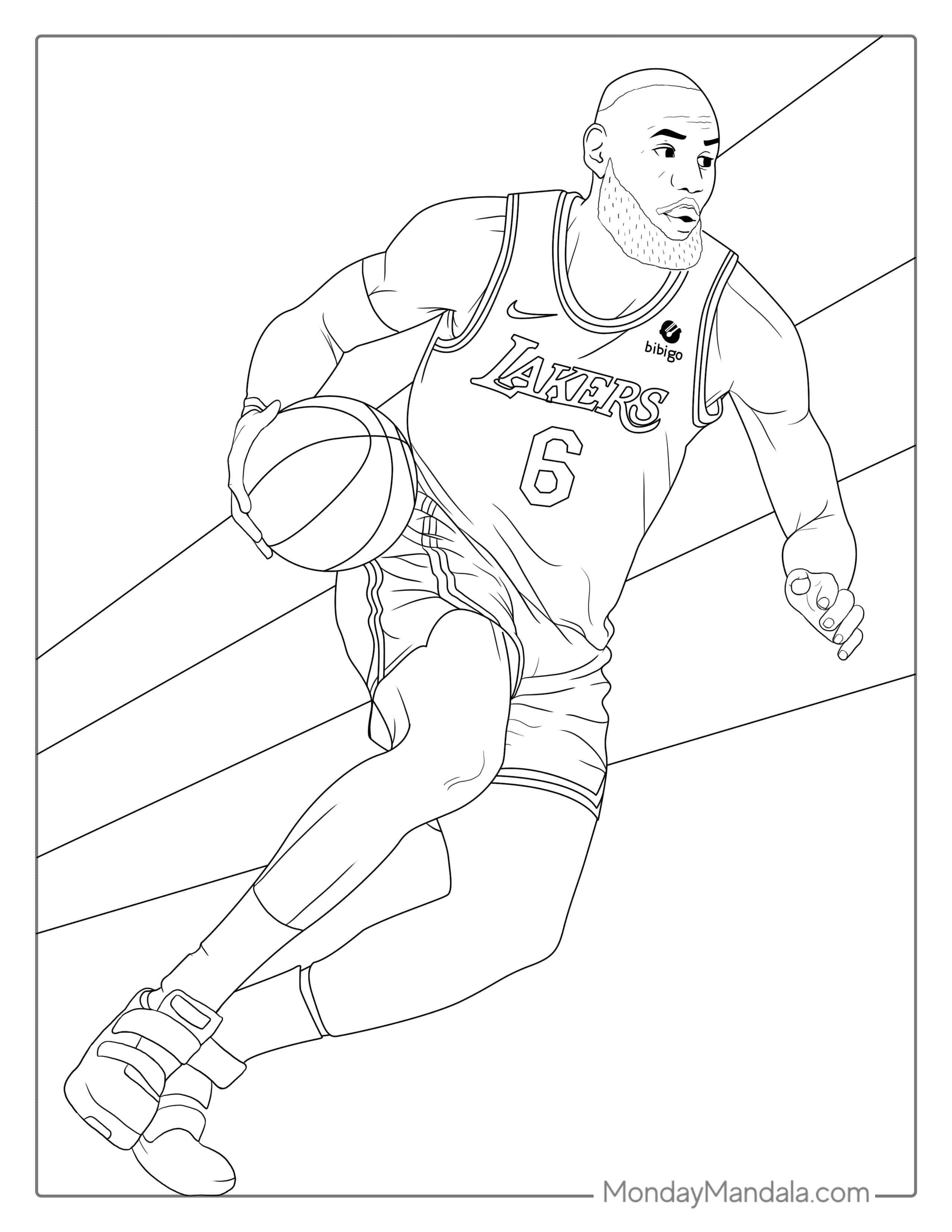 LeBron James Dribbling Coloring Sheet coloring page