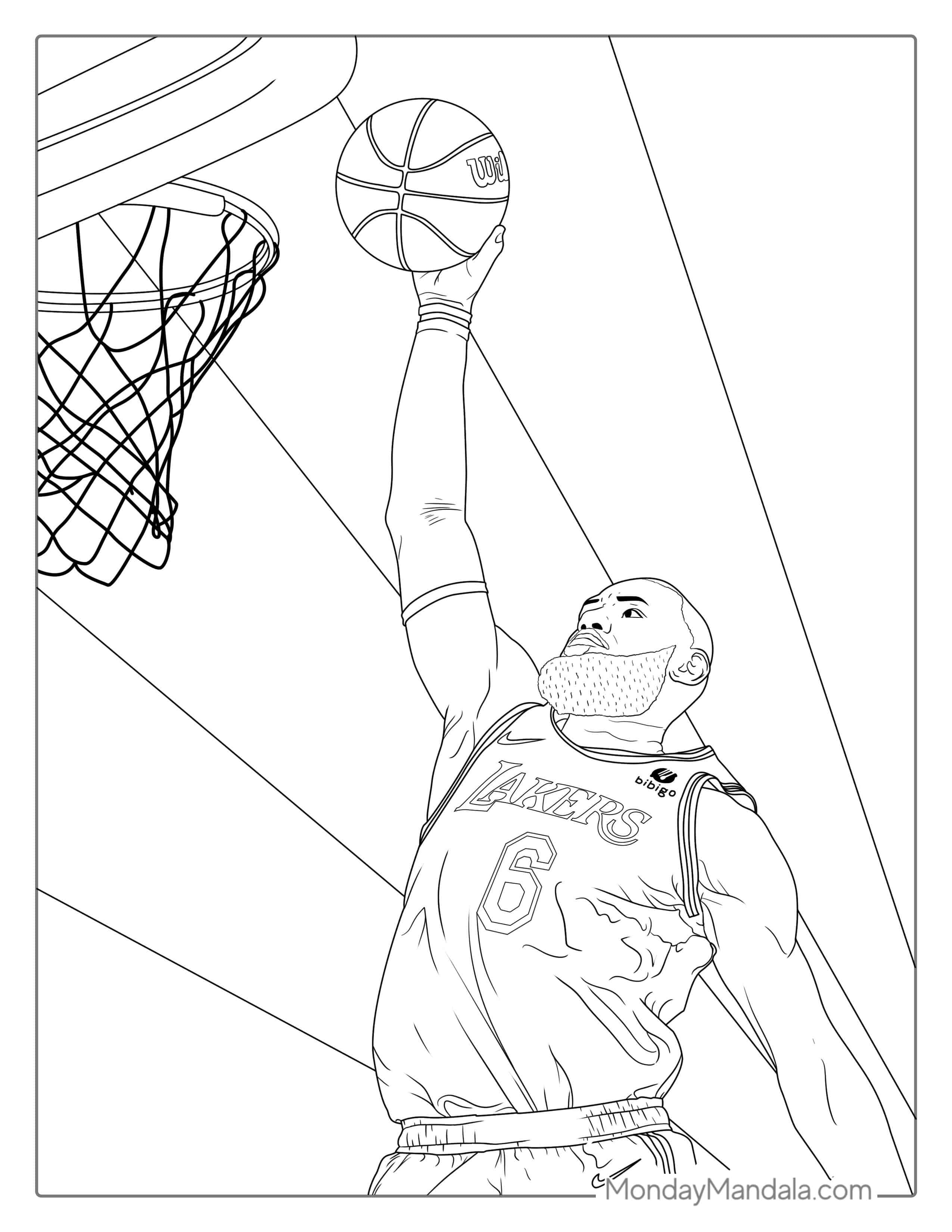 LeBron James Dunking Coloring Page coloring page