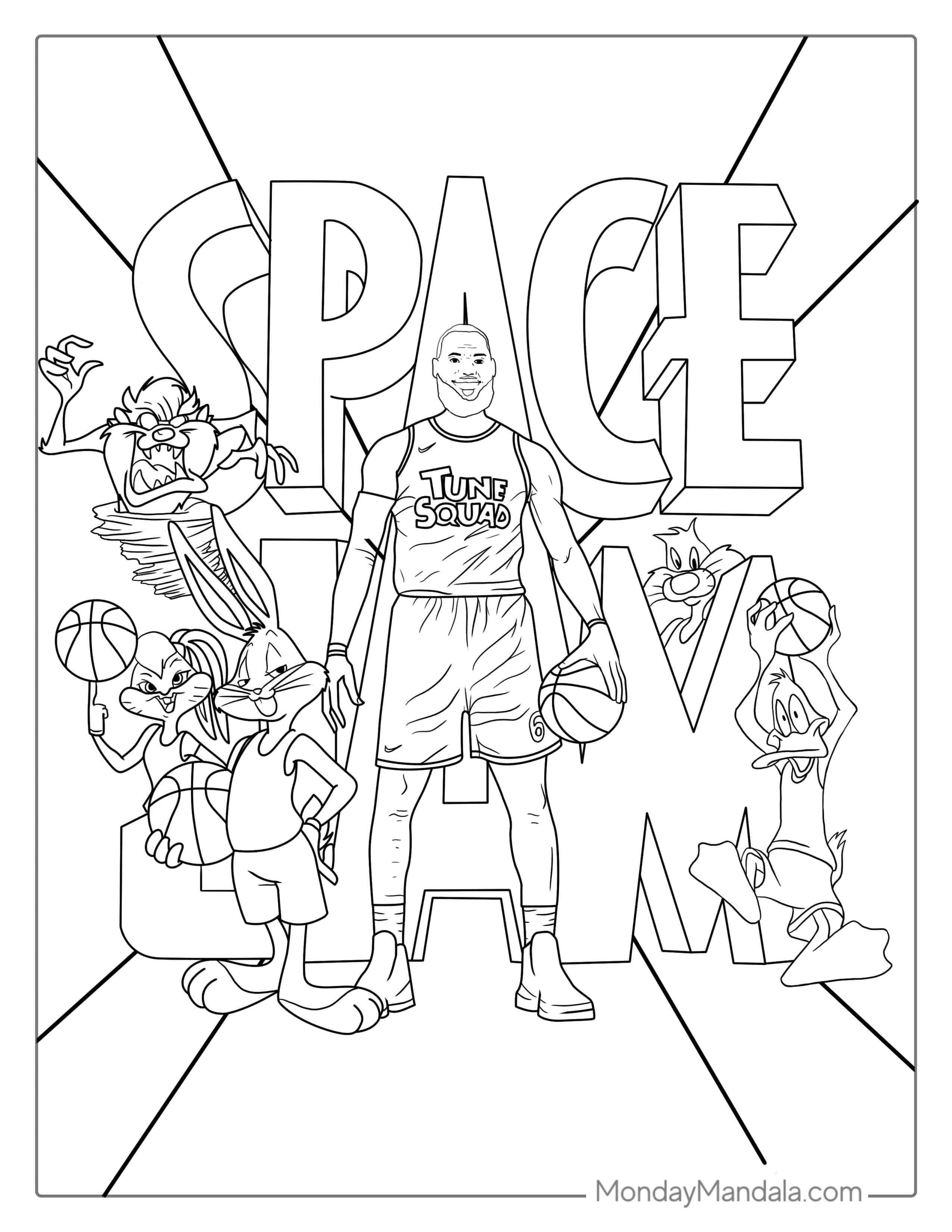 LeBron James Space Jam Looney Tunes coloring page